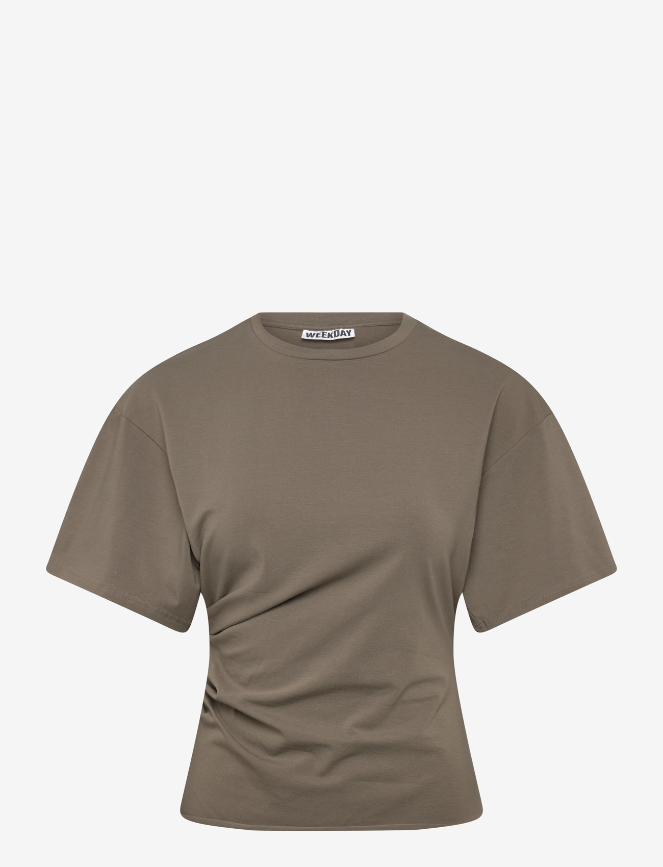 Weekday - Draped Fitted T-shirt - t-shirts - grey - 0