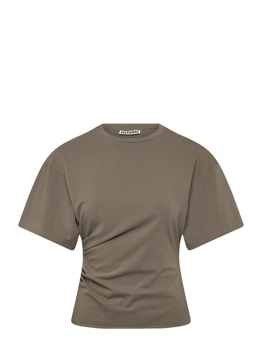 Weekday - Sharon Draped T-shirt - t-shirts - grey - 0