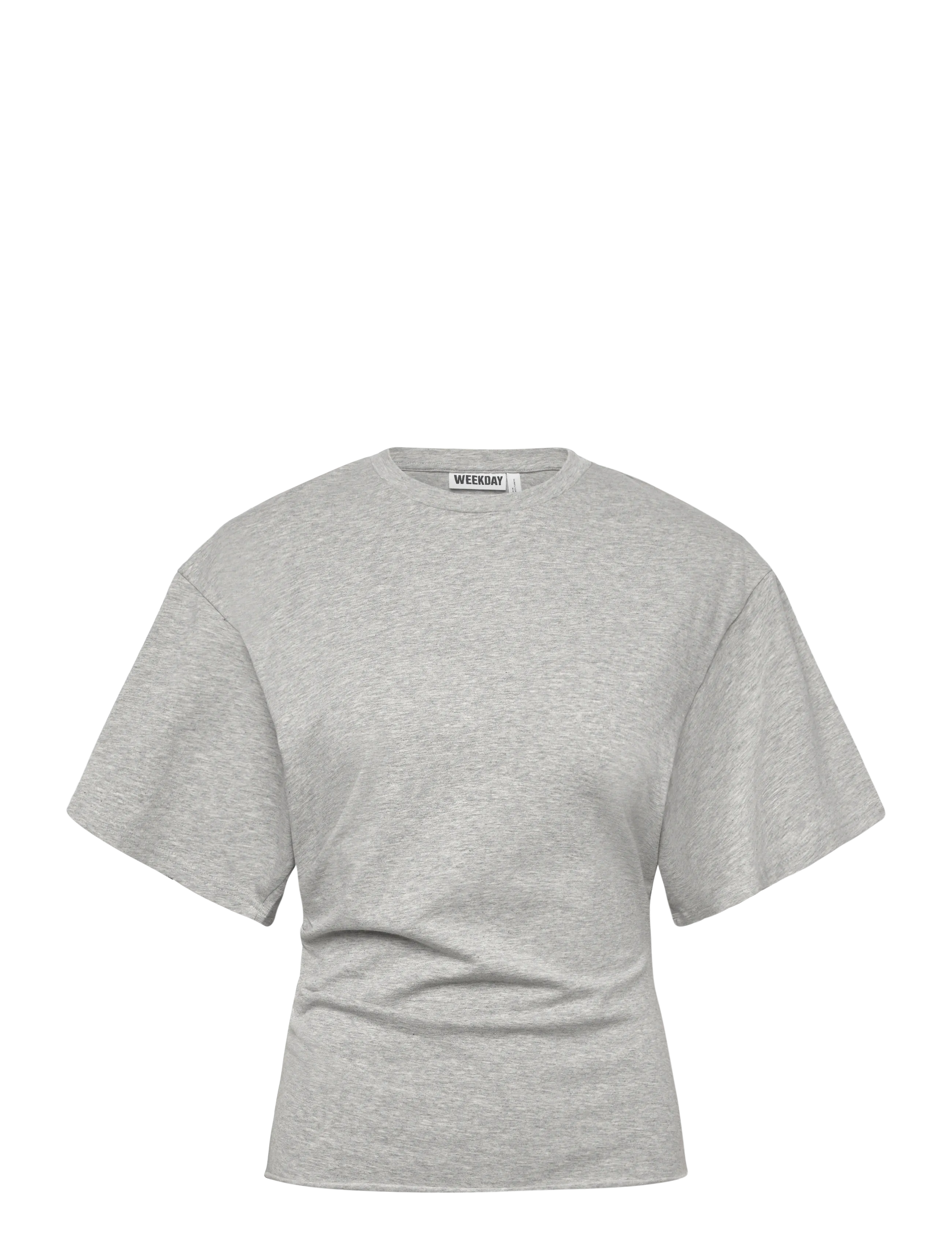Weekday Draped Fitted T-Shirt, M, Grey, T-Shirts & Toppe > Kortærmede, Dame