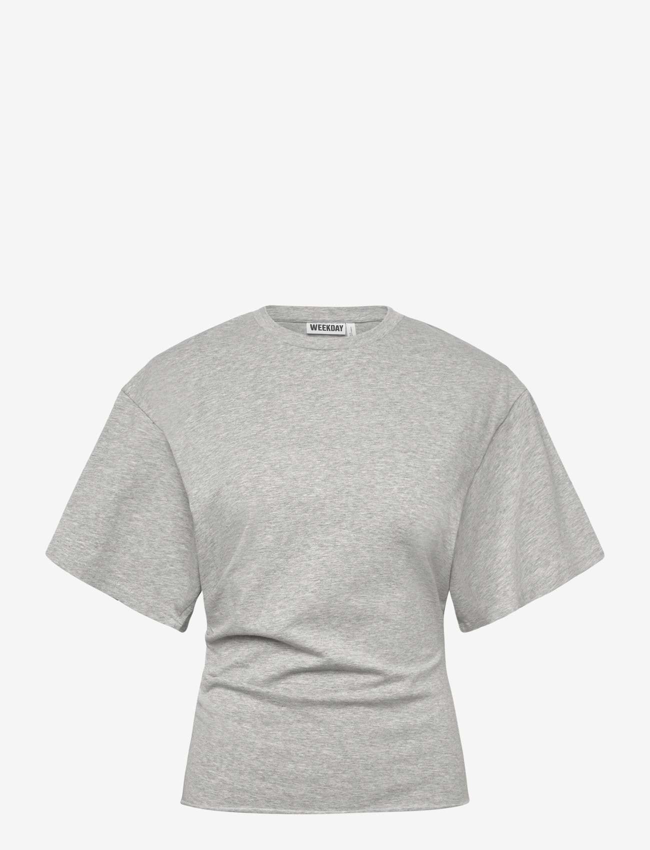 Weekday - Draped Fitted T-shirt - t-särgid - grey melange - 0
