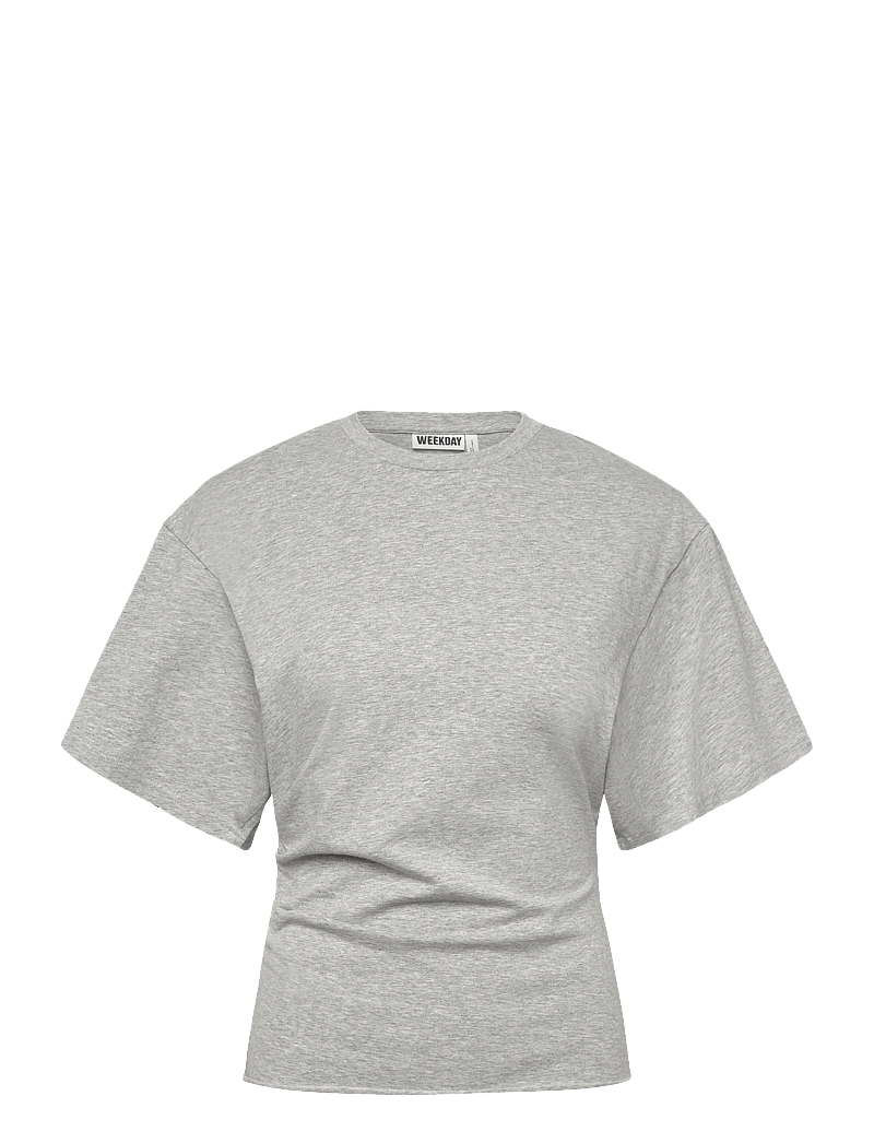 Weekday - Draped Fitted T-shirt - t-särgid - grey melange - 0