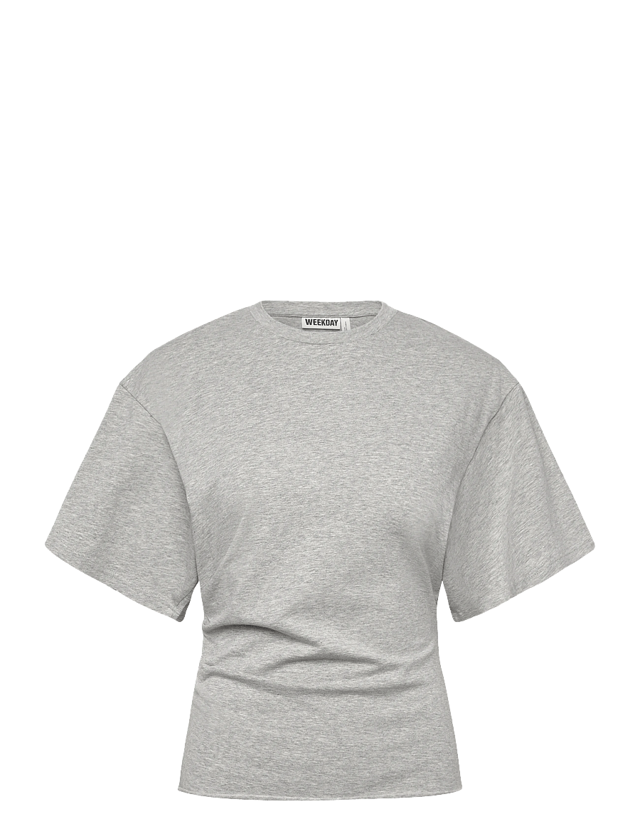 Weekday - Sharon Draped T-shirt - t-shirts - grey melange - 0