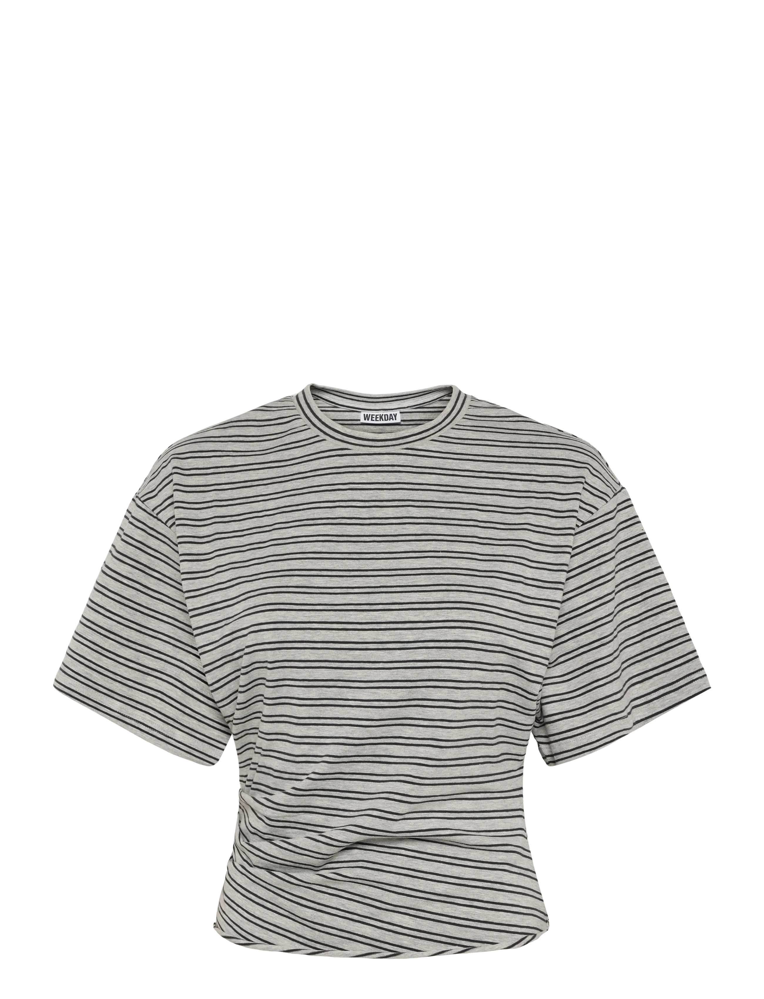 Weekday Draped Fitted T-shirt - Inspiratsioon - GREY MELANGE STRIPE / grey