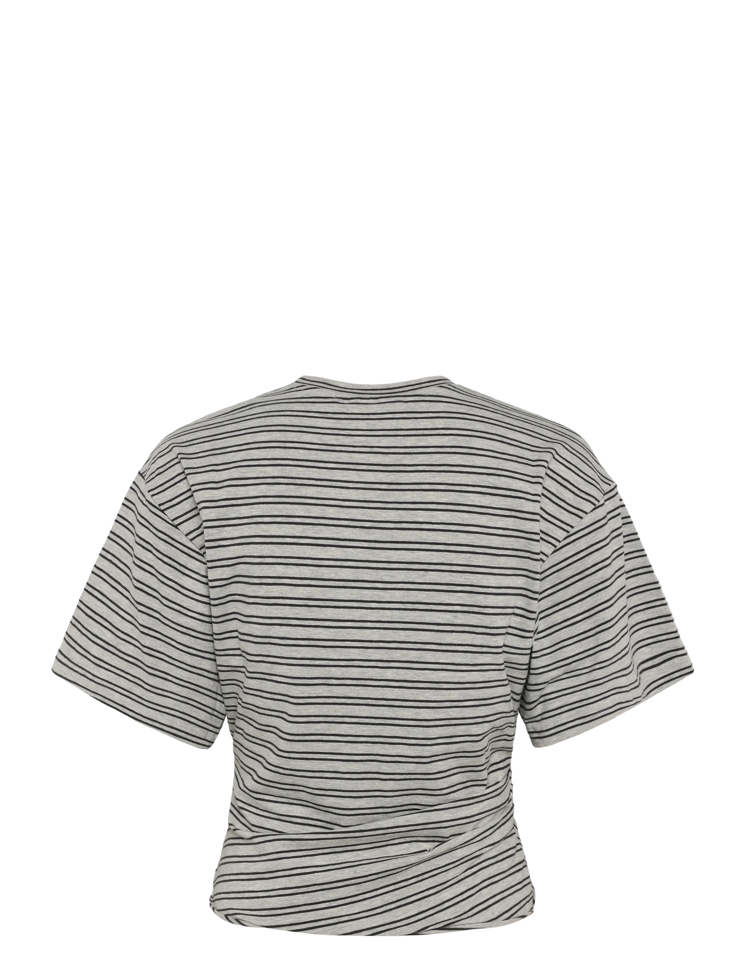 Weekday - Draped Fitted T-shirt - t-särgid - grey melange stripe - 1