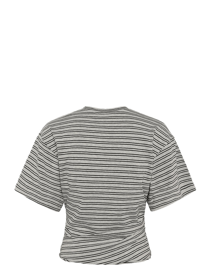 Weekday - Draped Fitted T-shirt - t-paidat - grey melange stripe - 1