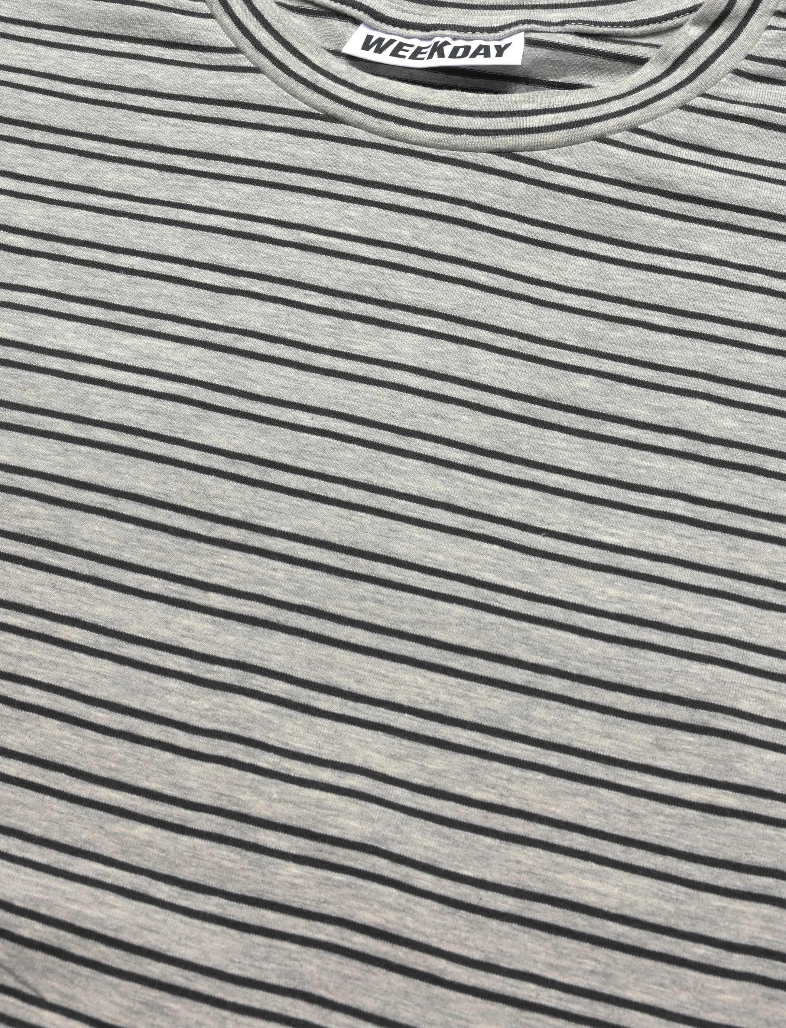 Weekday - Draped Fitted T-shirt - t-särgid - grey melange stripe - 2