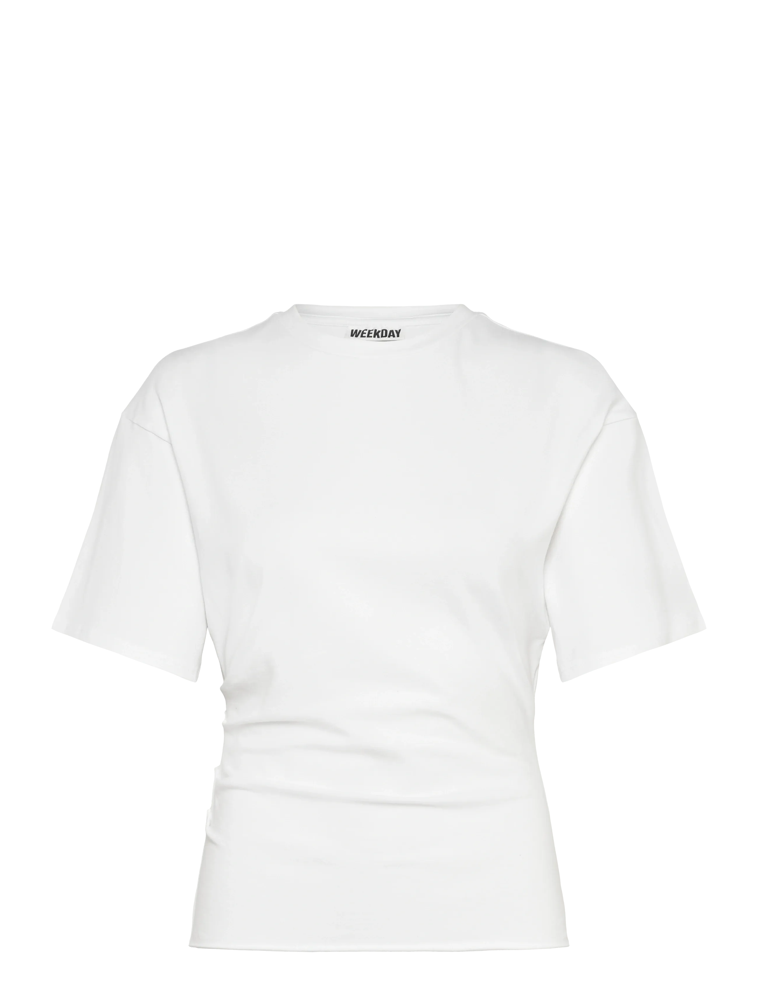 Weekday Draped Fitted T-Shirt, L, White, T-Shirts & Toppe > Kortærmede, Dame