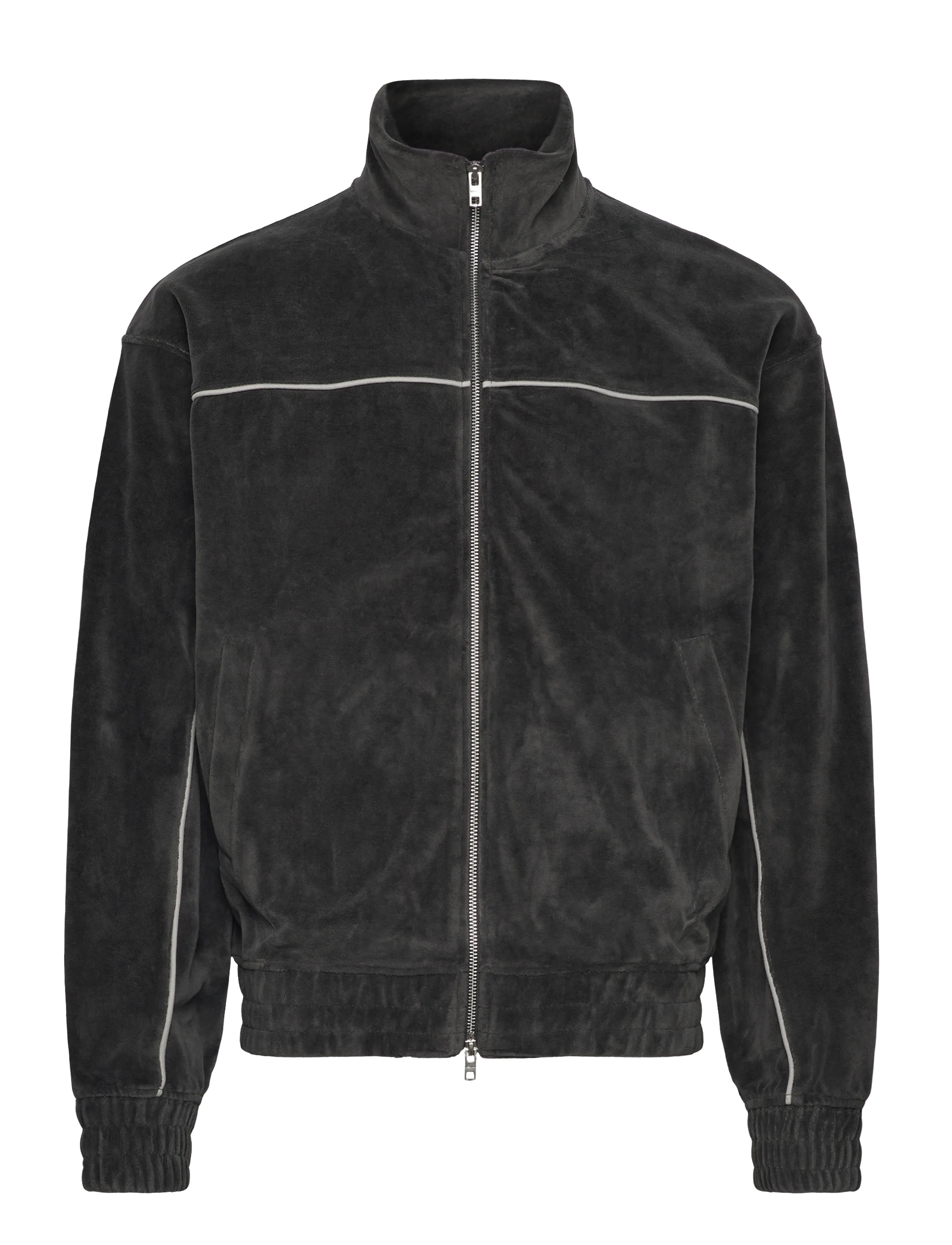 Weekday Kyoto Velour Track Jacket, XL, Sport Jackets, Grau - Training Männerswear