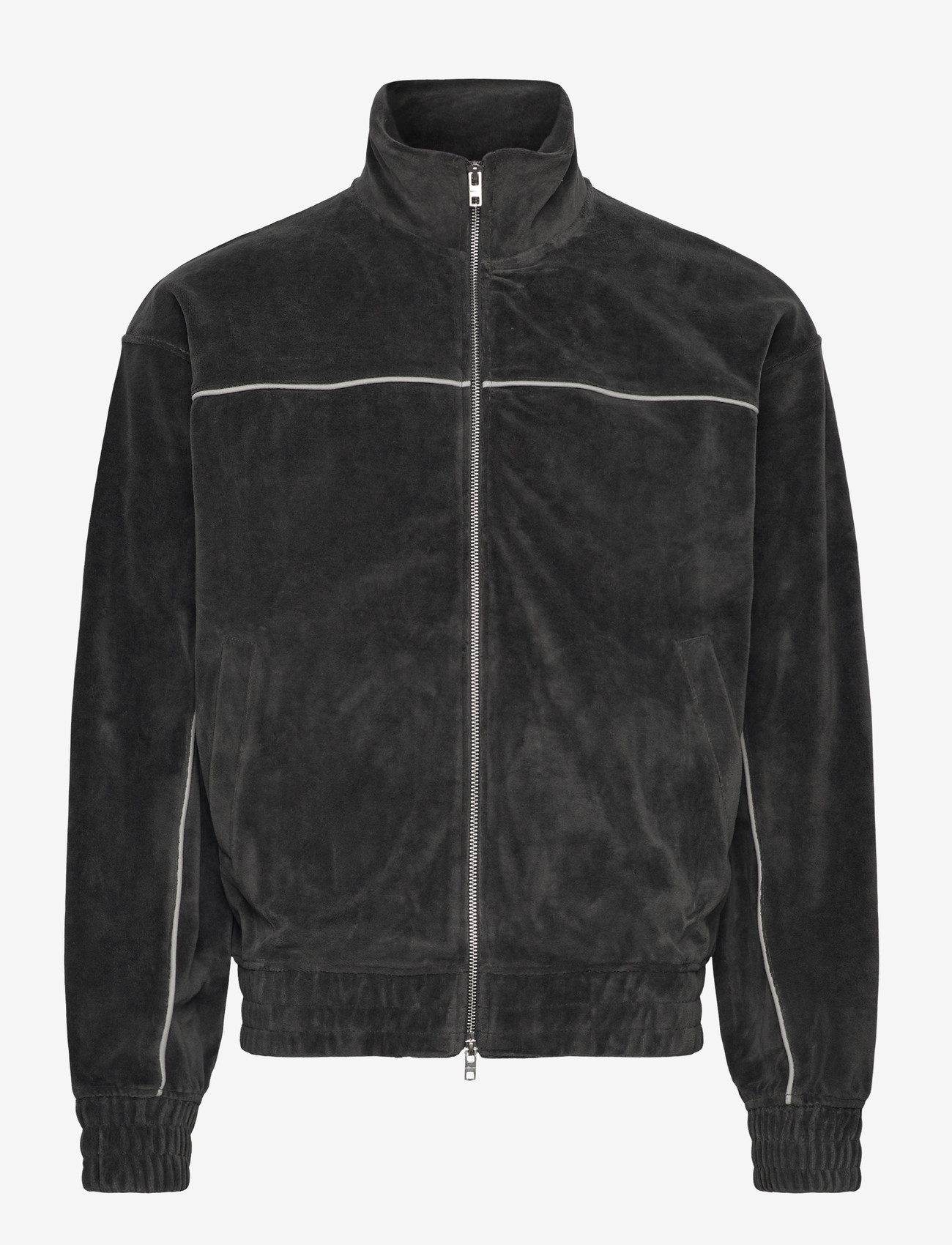 Weekday - Kyoto Velour Track Jacket - sportsjakker - grey dark - 0