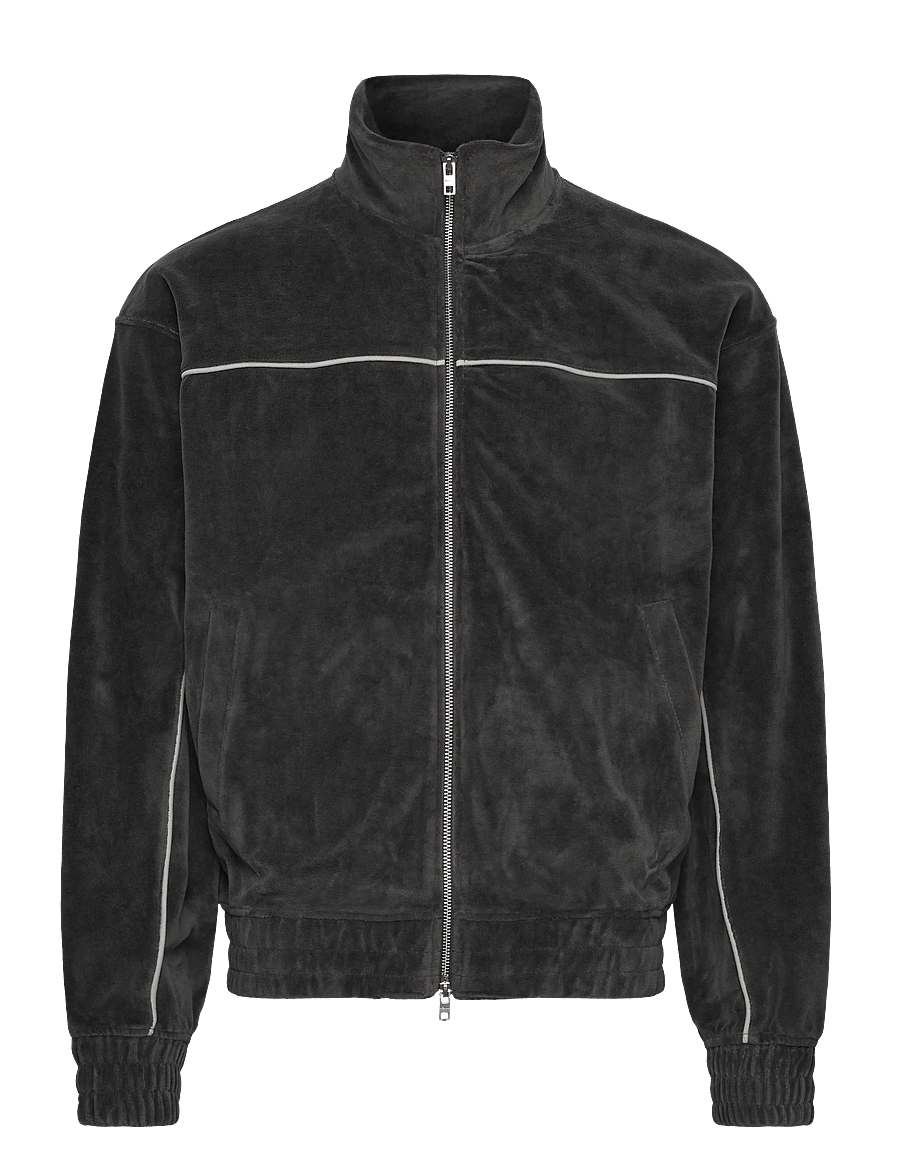 Weekday - Kyoto Velour Track Jacket - casual jakker - grey dark - 0