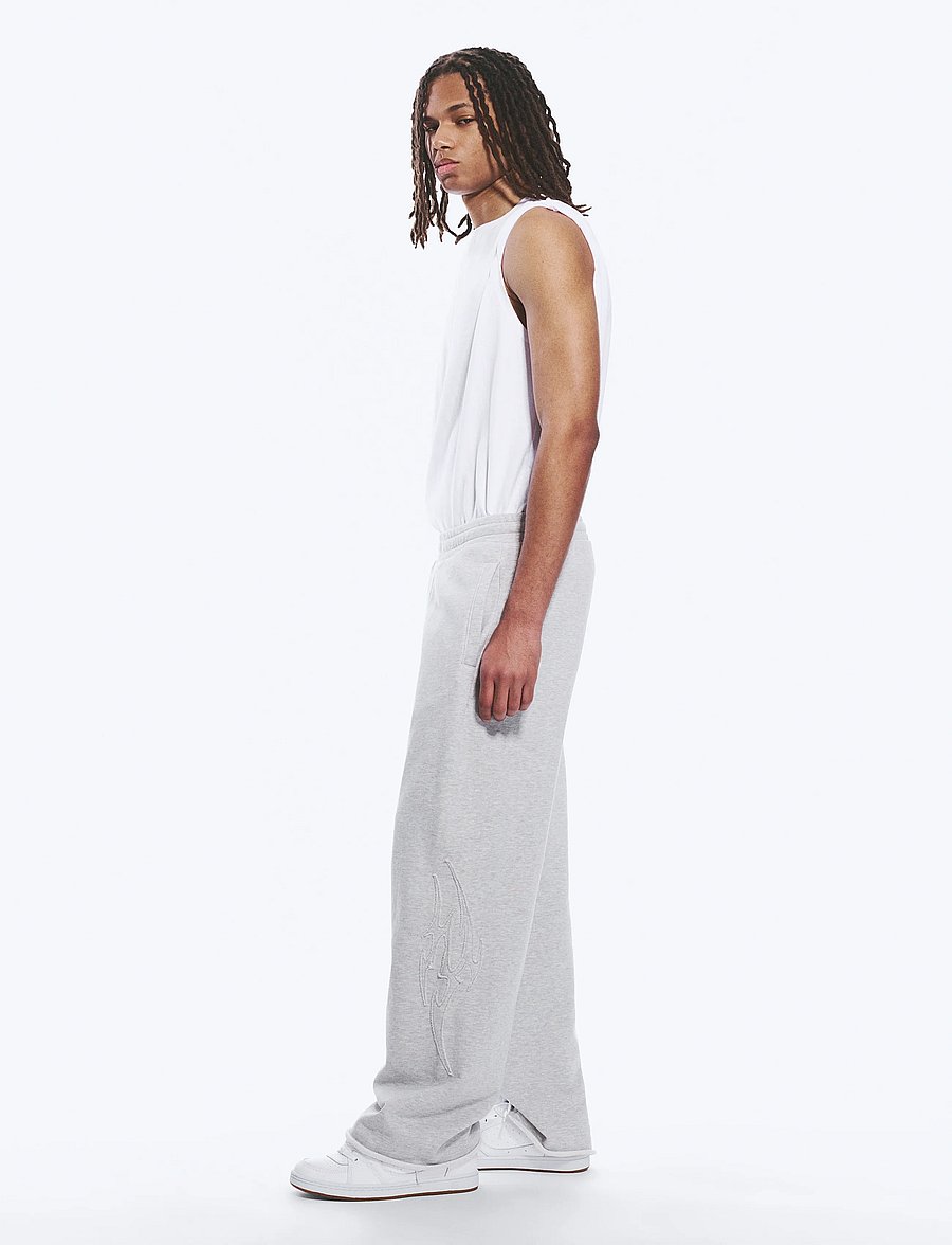 Weekday - Mid Rise Loose Straight Leg Sweatpants - osta olukorra järgi - grey melange - 3
