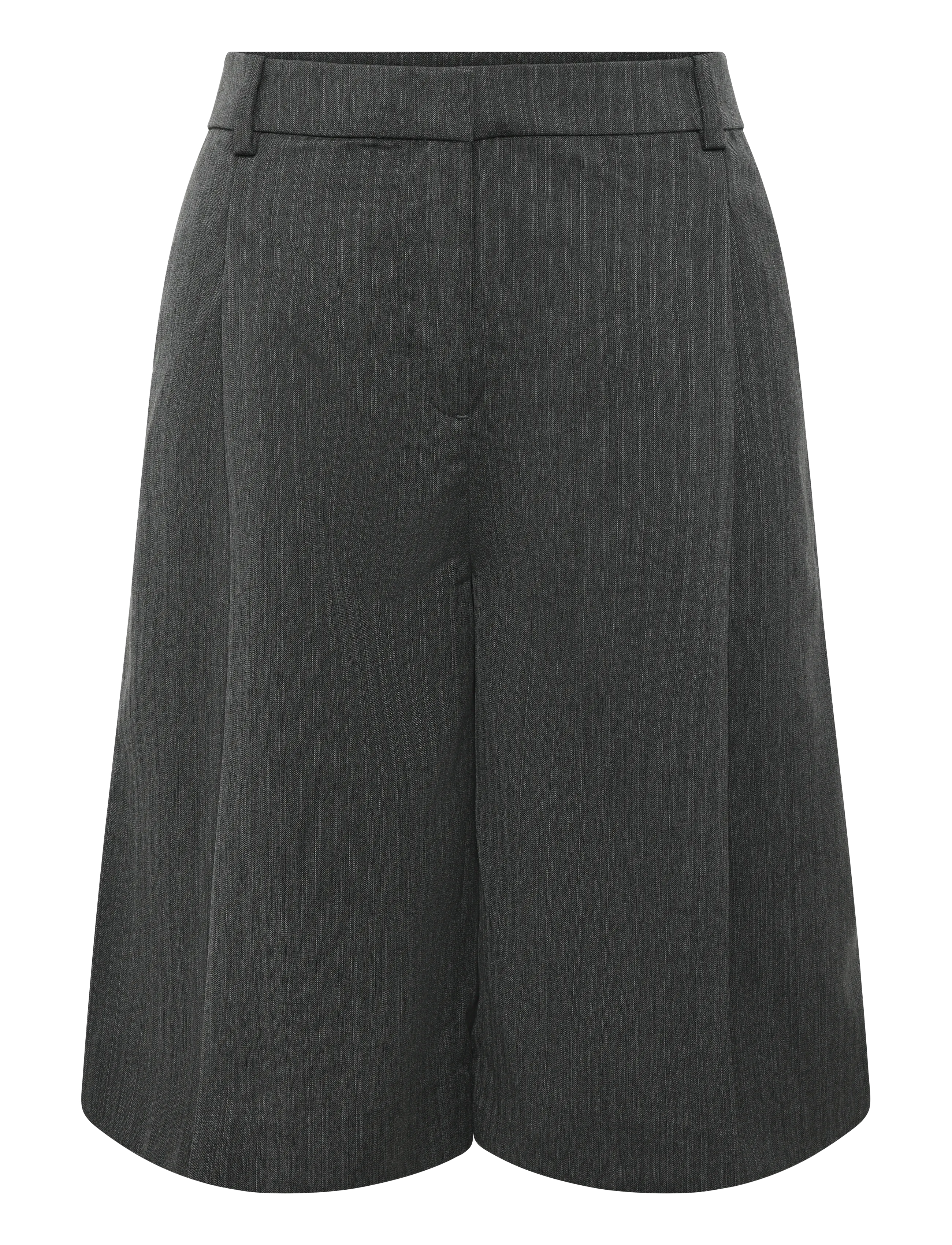 Weekday Low Rise Loose Pleated Suiting Shorts - Inspiration - DARK GREY MELANGE HERRINGBONE / grey