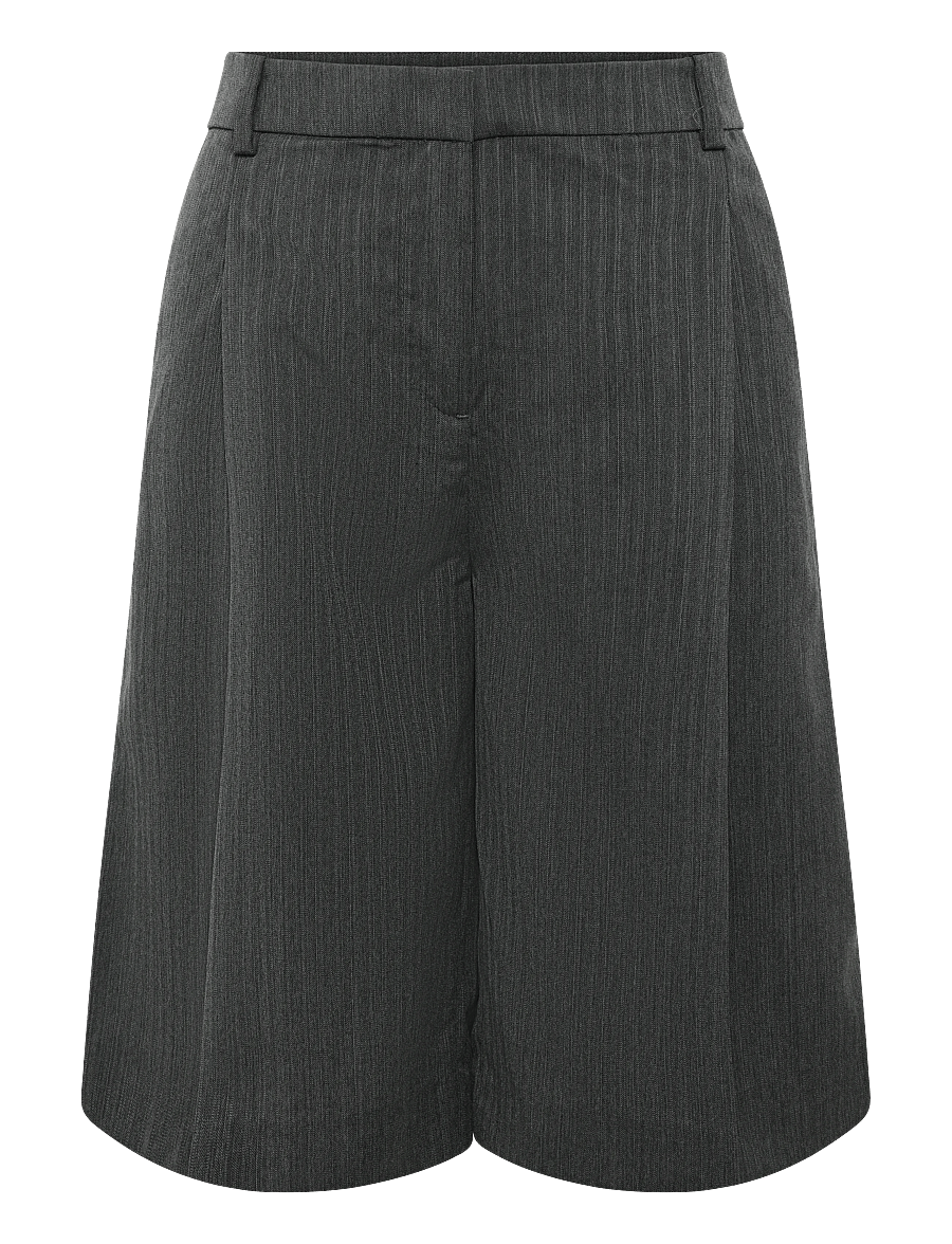 Weekday - Low Rise Loose Pleated Suiting Shorts - bermudashorts - dark grey melange herringbone - 0