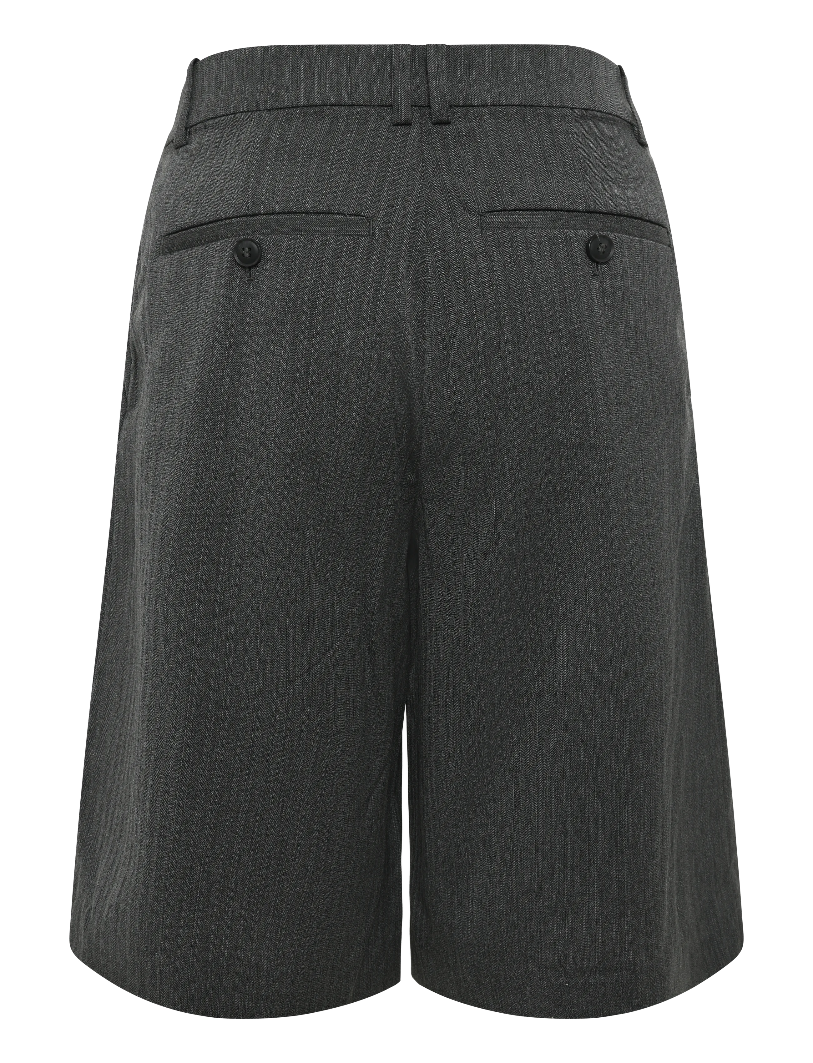 Weekday - Low Rise Loose Pleated Suiting Shorts - dark grey melange herringbone - 1
