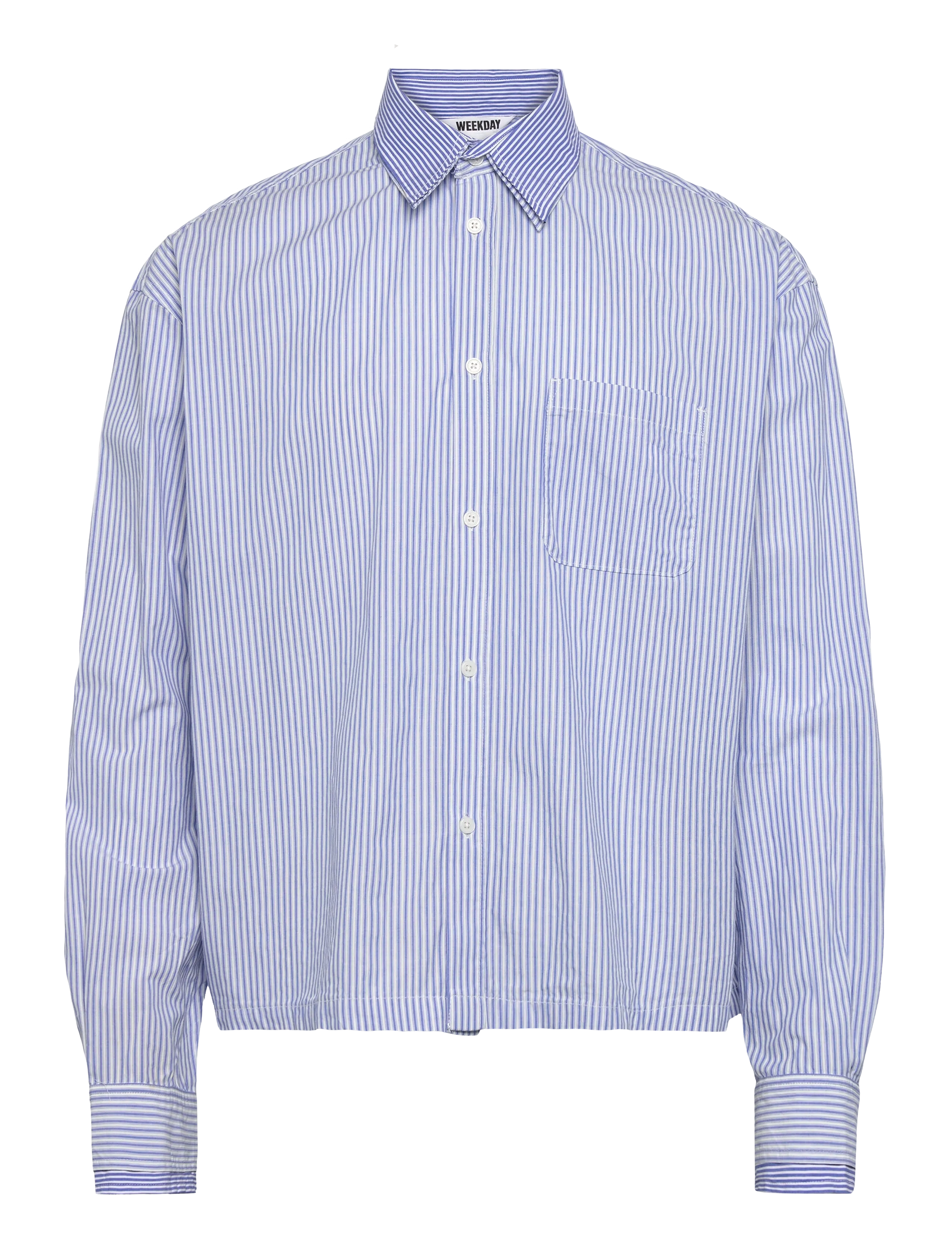 Weekday Long Sleeve Shirt - Kläder - WHITE/BLUE STRIPE / blue
