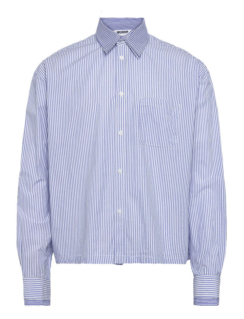 Weekday - Long Sleeve Shirt - randiga skjortor - white/blue stripe - 0