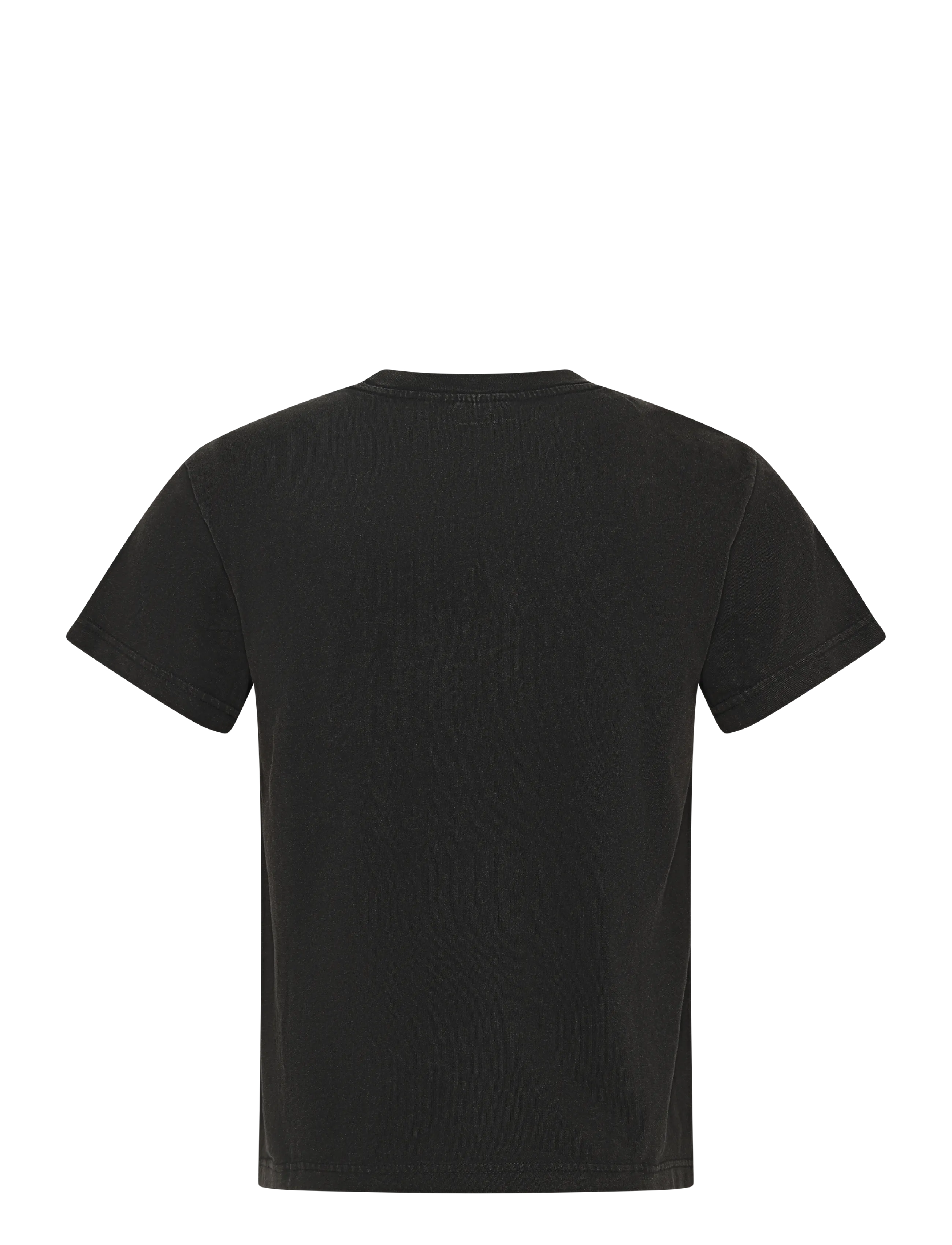 Weekday - Shrunken Short-Sleeved Cotton T-shirt - kortärmade t-shirts - black - 1