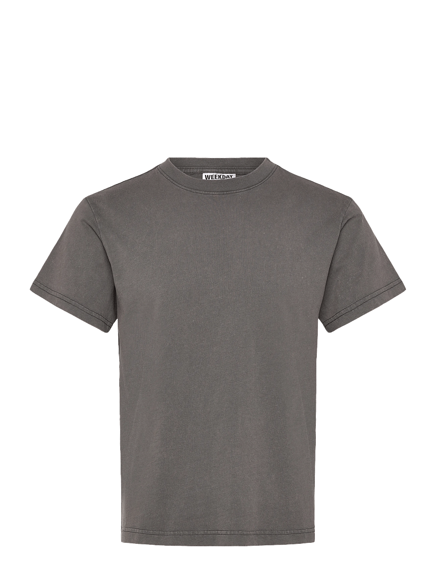 Weekday - Shrunken Short-Sleeved Cotton T-shirt - kurzärmelige t-shirts - grey dark - 0