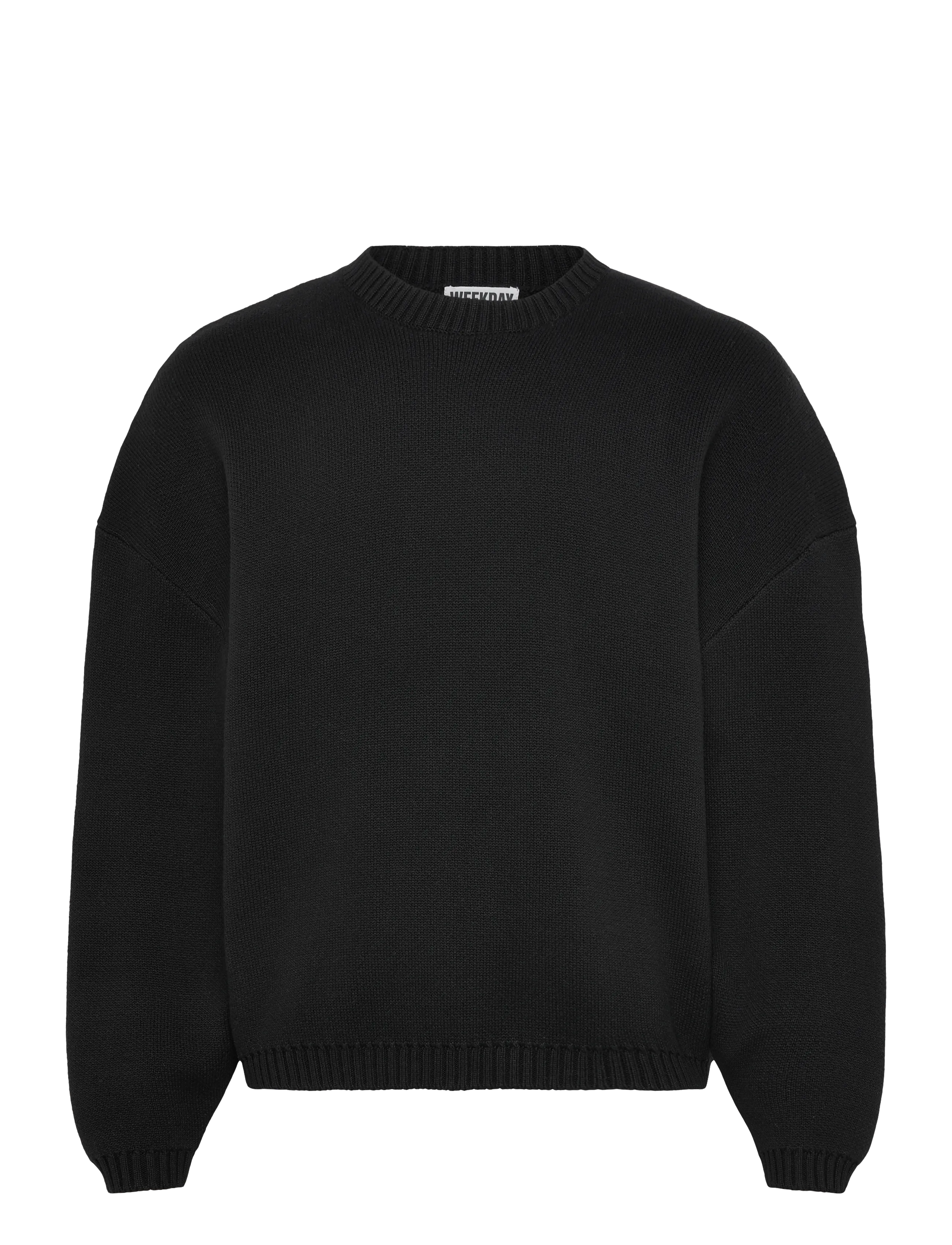 Weekday Oversized Heavyweight Cotton Sweater, Mænd, Oversized Rundhalset Sweater, Sort, Str: XS