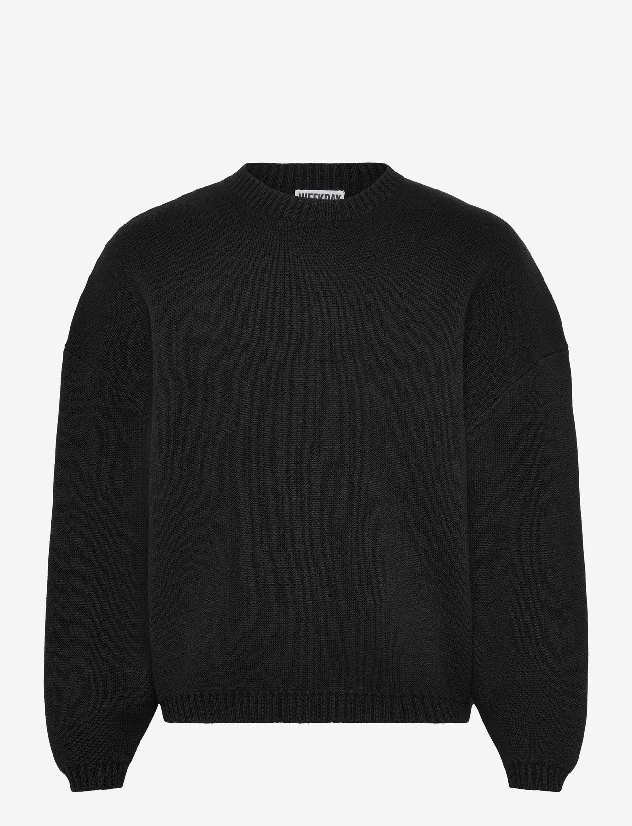 Weekday - Oversized Heavyweight Cotton Sweater - rundhalsad - black - 0