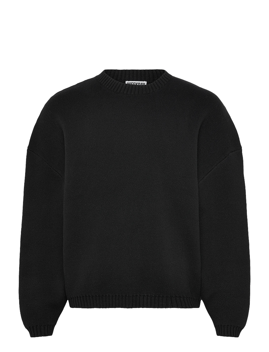 Weekday - Oversized Heavyweight Cotton Sweater - Ümara kaelusega - black - 0