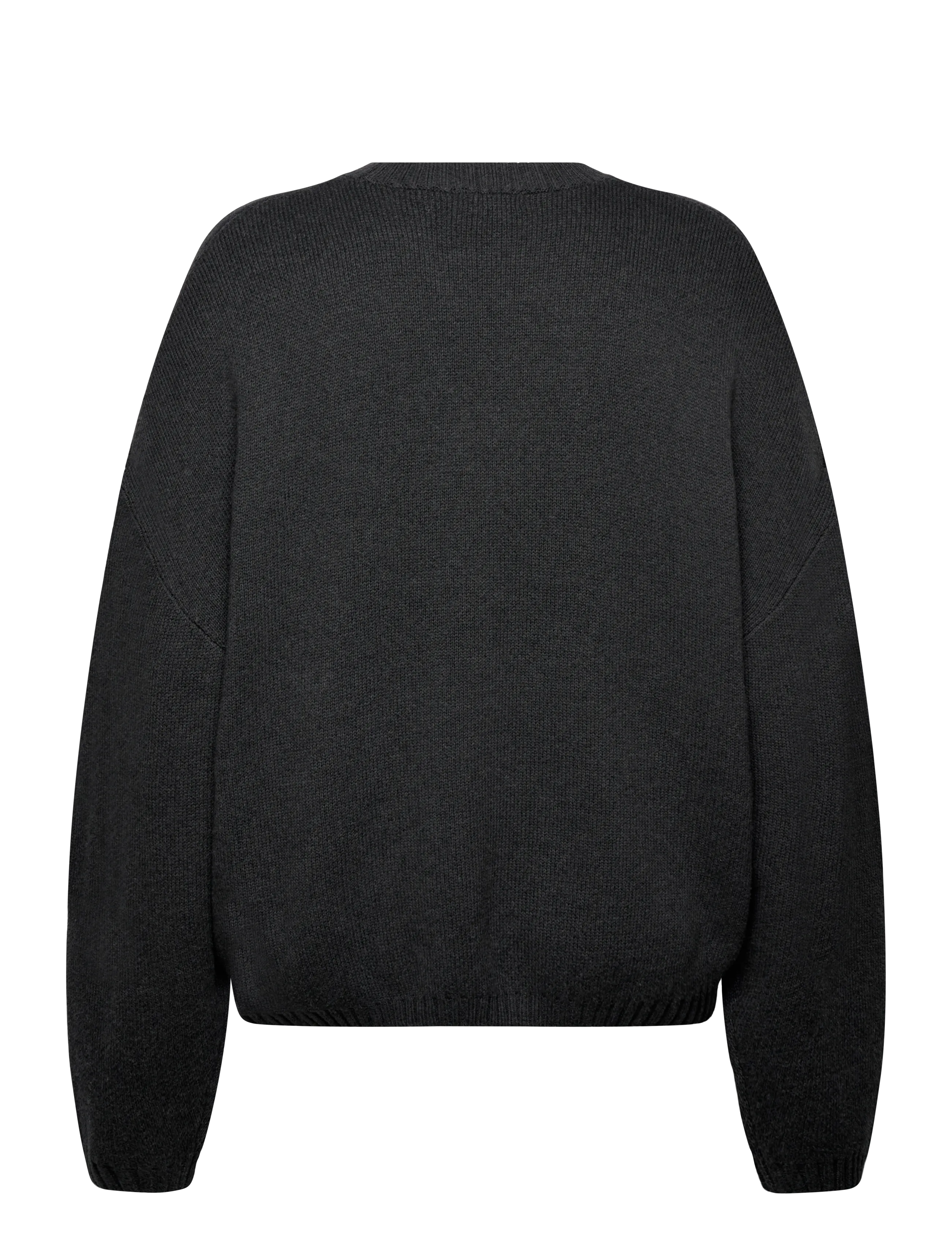 Weekday - Oversized Heavyweight Cotton Sweater - Ümara kaelusega - dark grey melange - 1