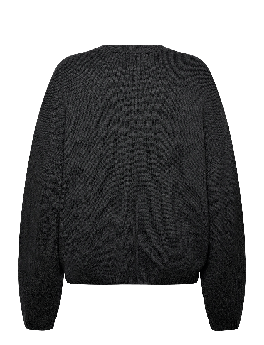 Weekday - Oversized Heavyweight Cotton Sweater - Ümara kaelusega - dark grey melange - 1