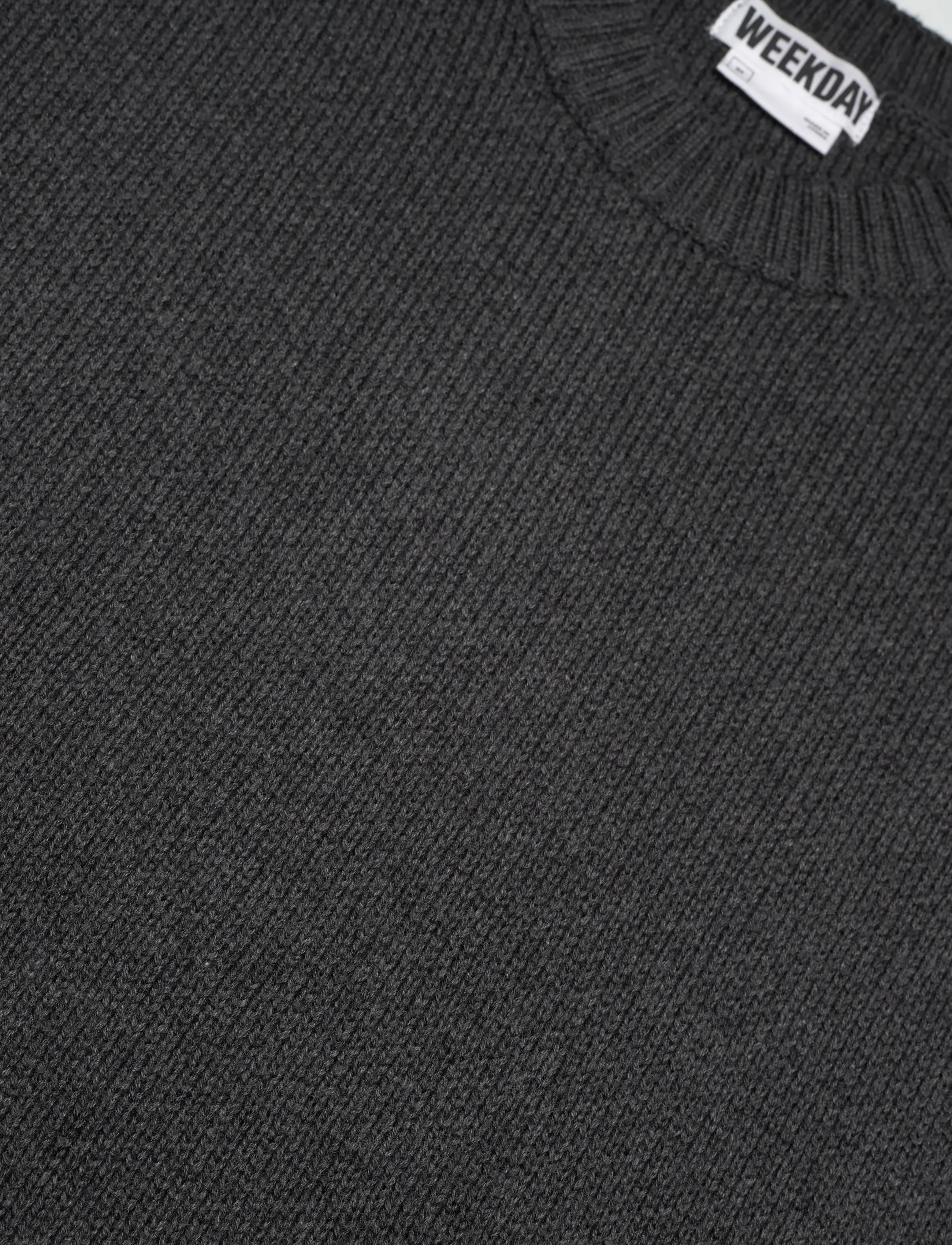 Weekday - Oversized Heavyweight Cotton Sweater - Ümara kaelusega - dark grey melange - 2