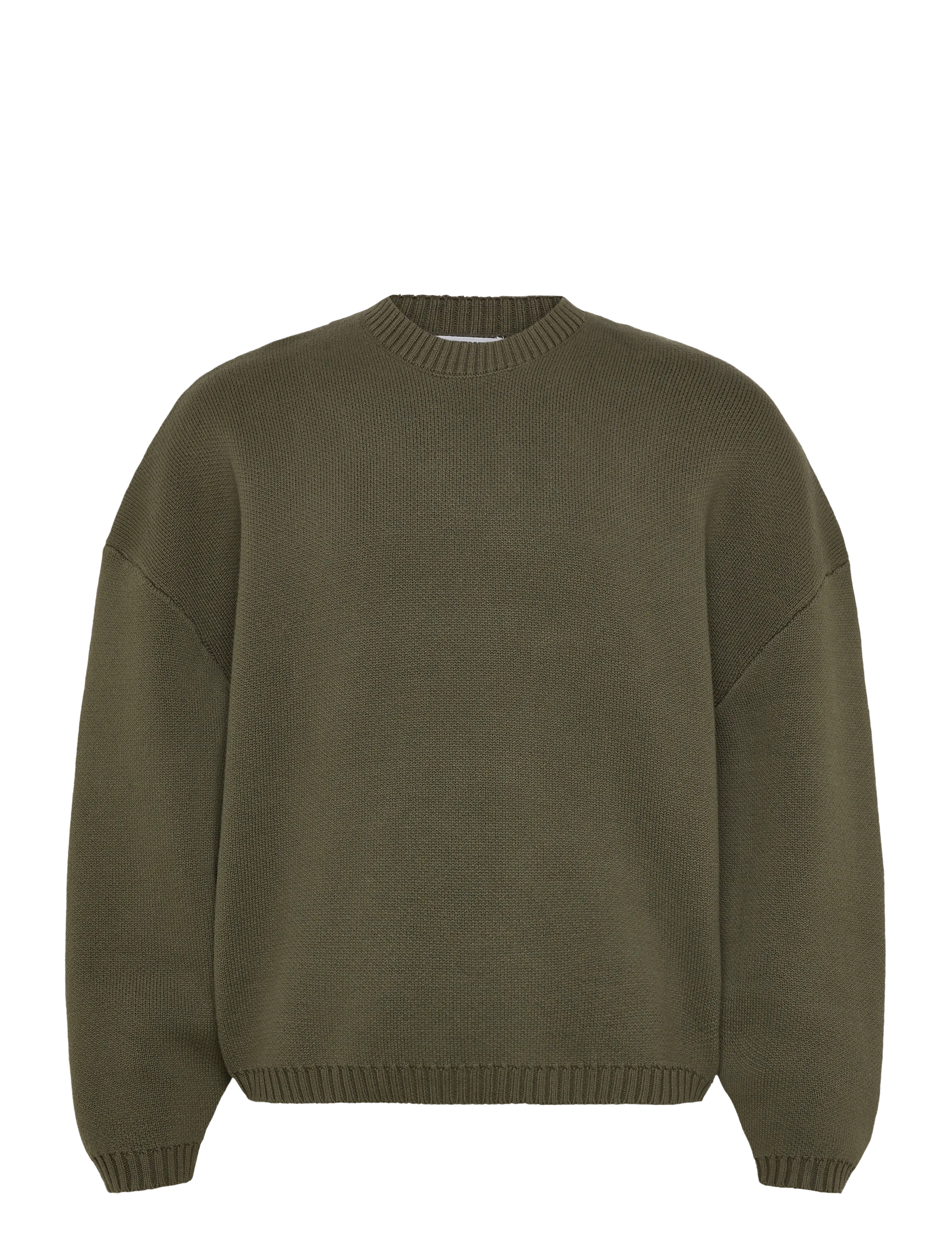 Weekday Oversized Heavyweight Cotton Sweater, Mænd, Oversized Rundhalset Sweater, Kakigrøn, Str: S