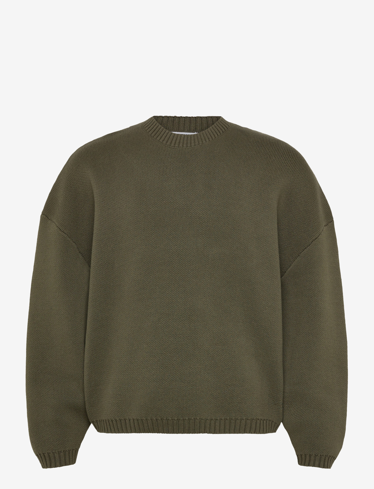 Weekday - Oversized Heavyweight Cotton Sweater - rund hals - dark khaki green - 0