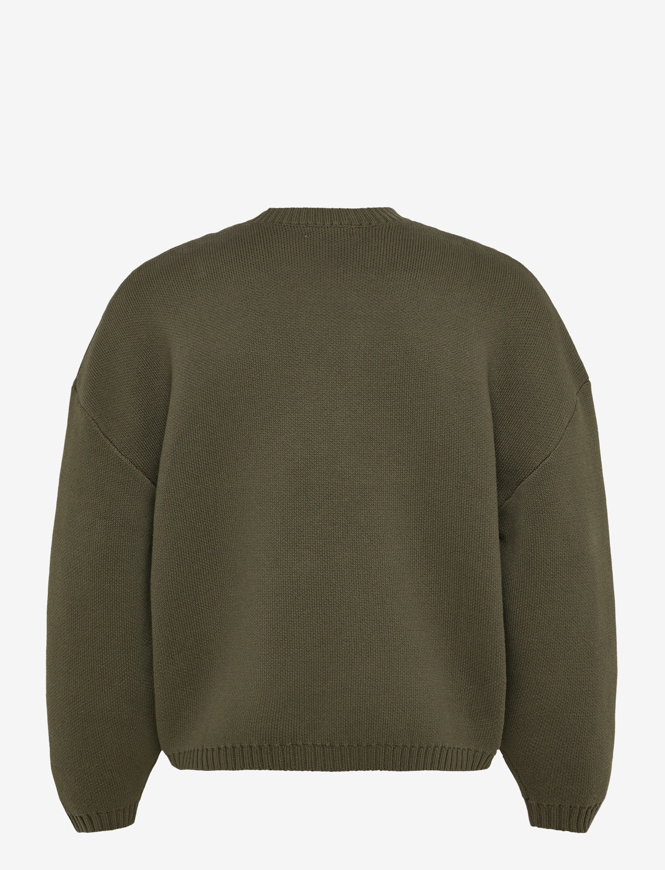 Weekday - Oversized Heavyweight Cotton Sweater - rund hals - dark khaki green - 1