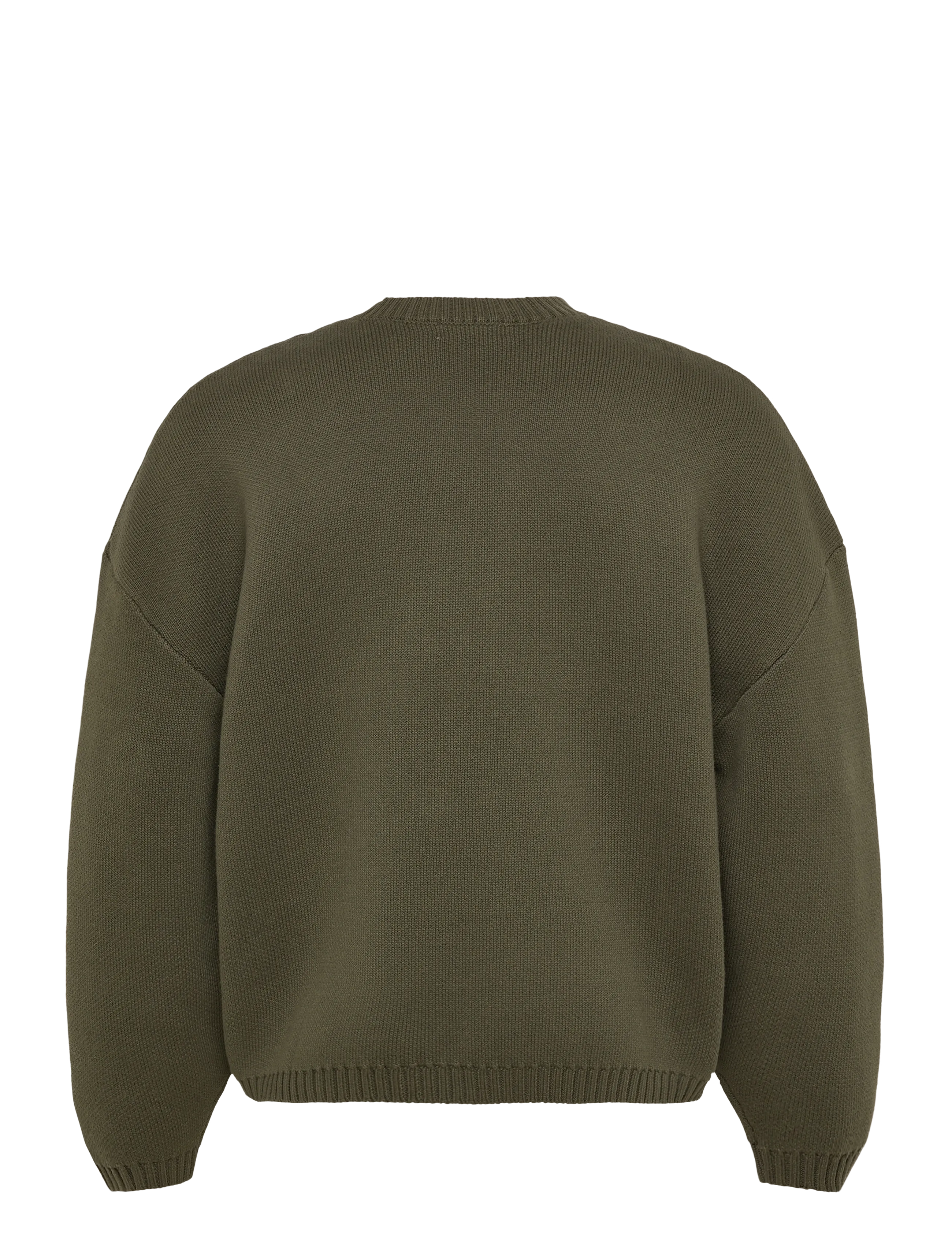 Weekday - Oversized Heavyweight Cotton Sweater - rundhals - dark khaki green - 1