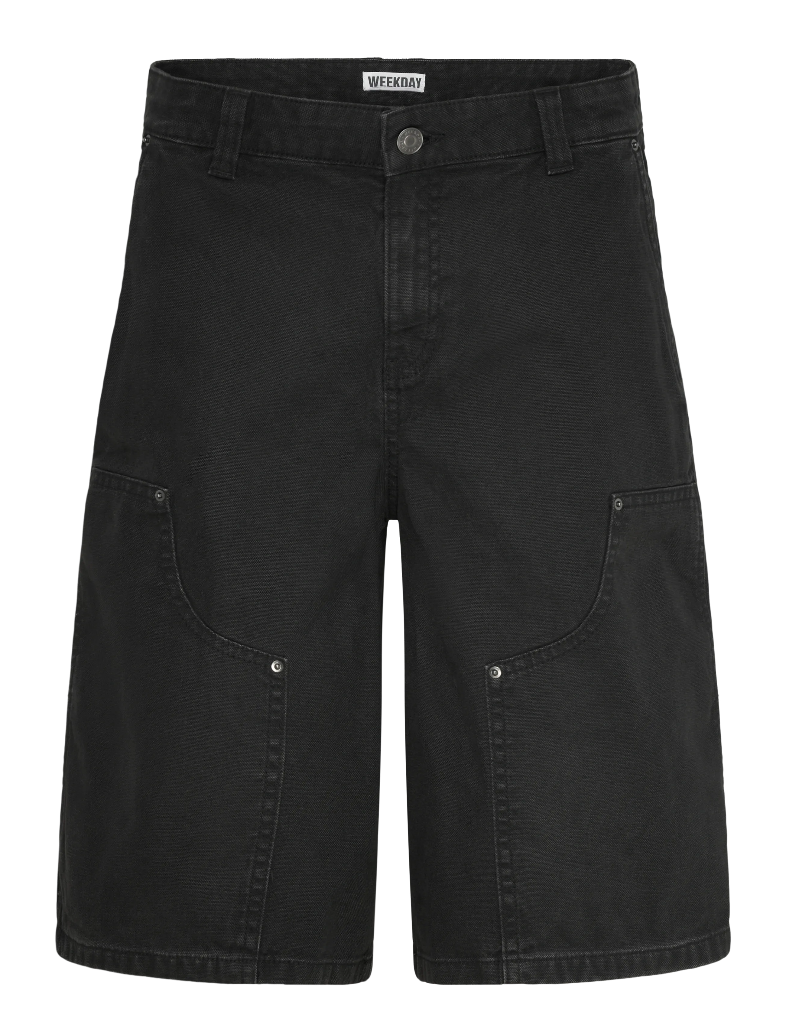 Weekday Washed Carpenter Shorts - Shorts - WASHED BLACK / black