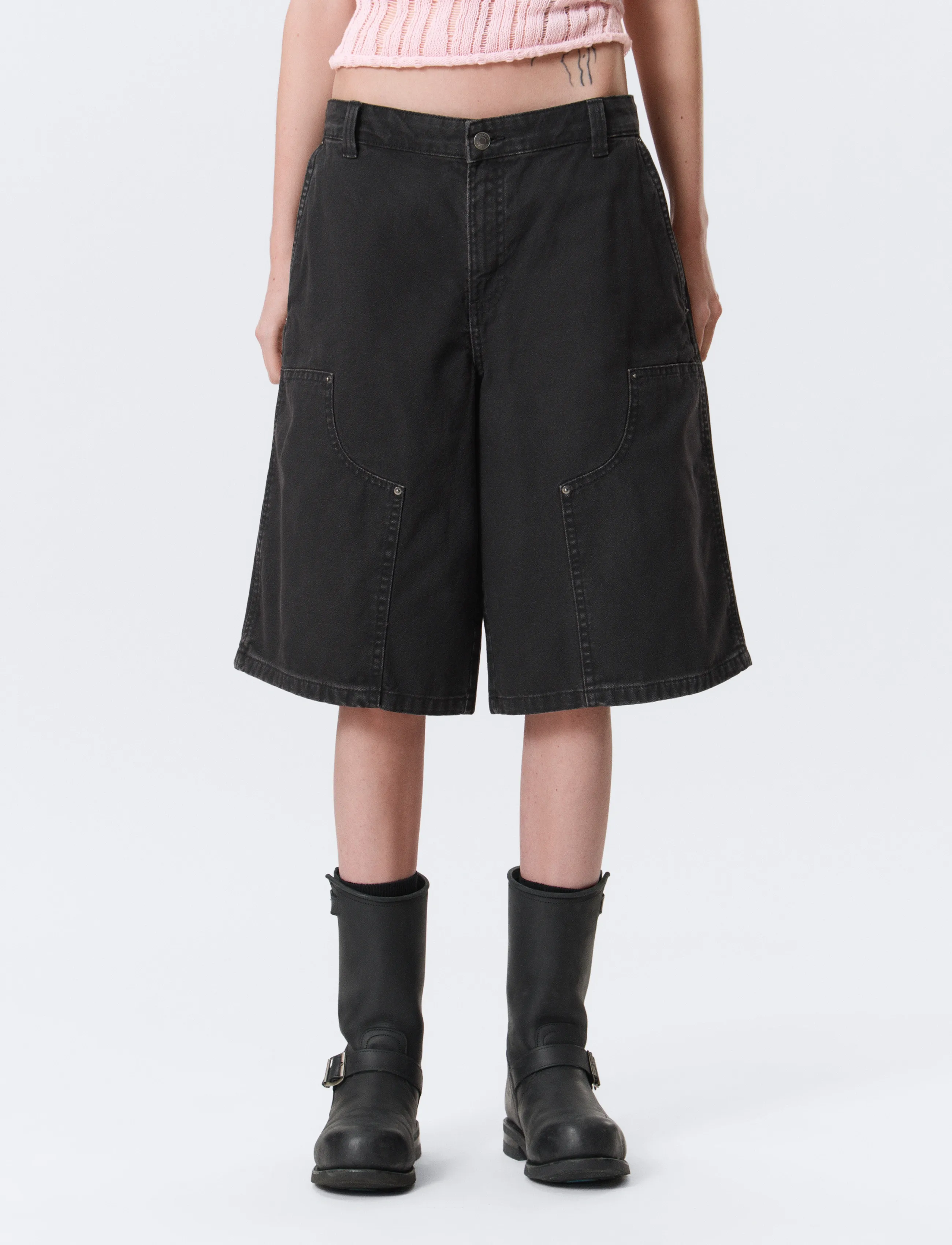 Weekday - Washed Carpenter Shorts - casual shorts - washed black - 3