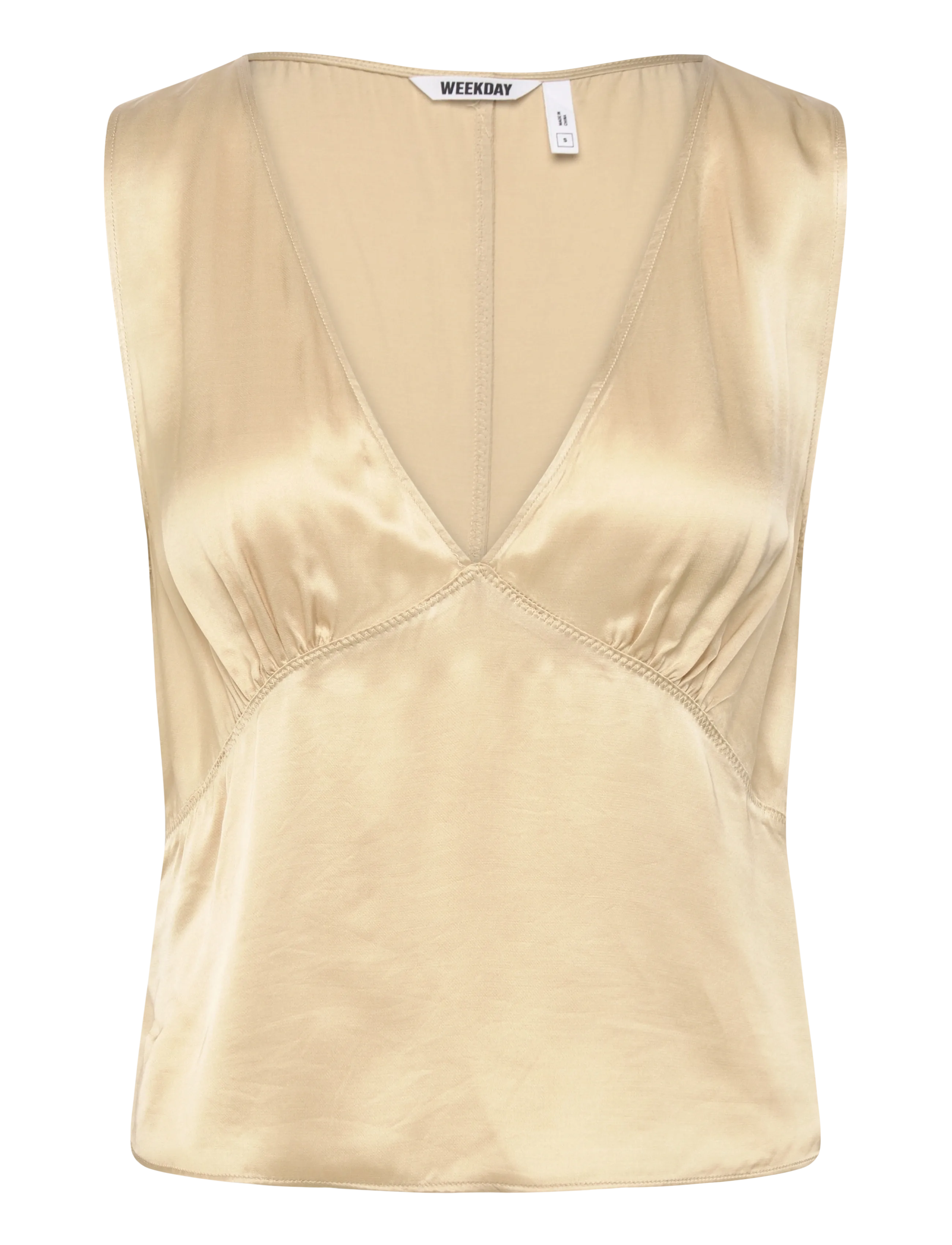 Weekday Satin Top, L, Cream, Bluser > Uden Ærmer, Dame