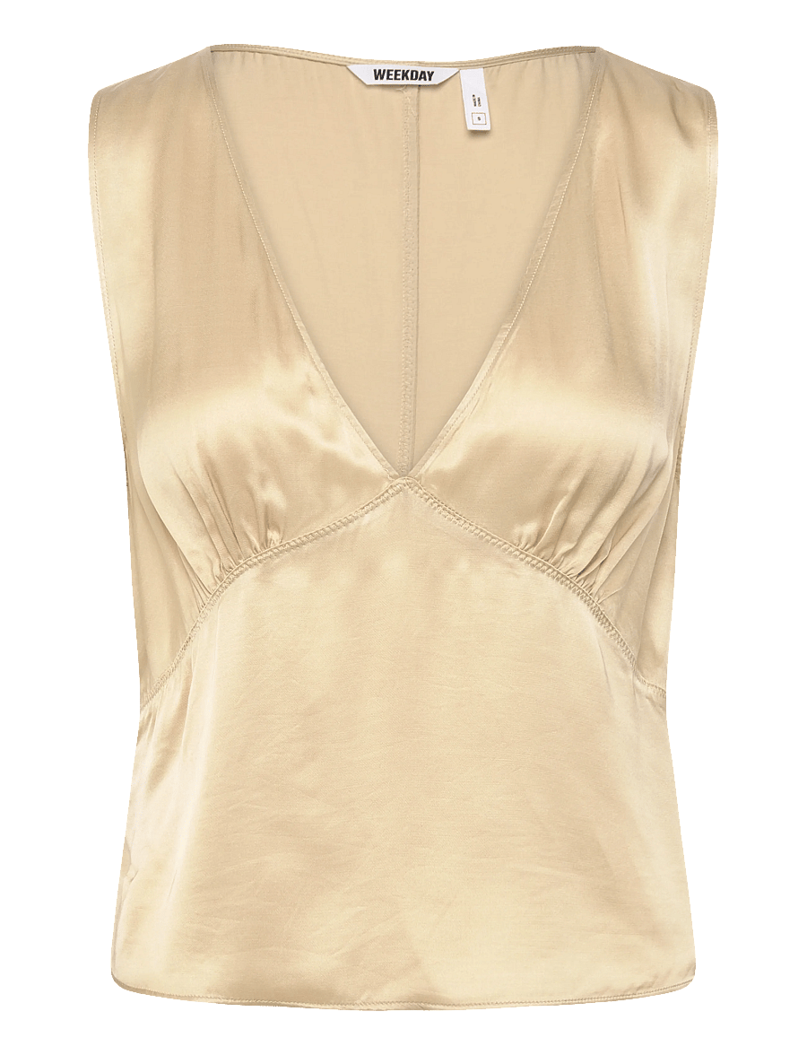 Weekday - Satin Top - Ärmellose blusen - beige - 0