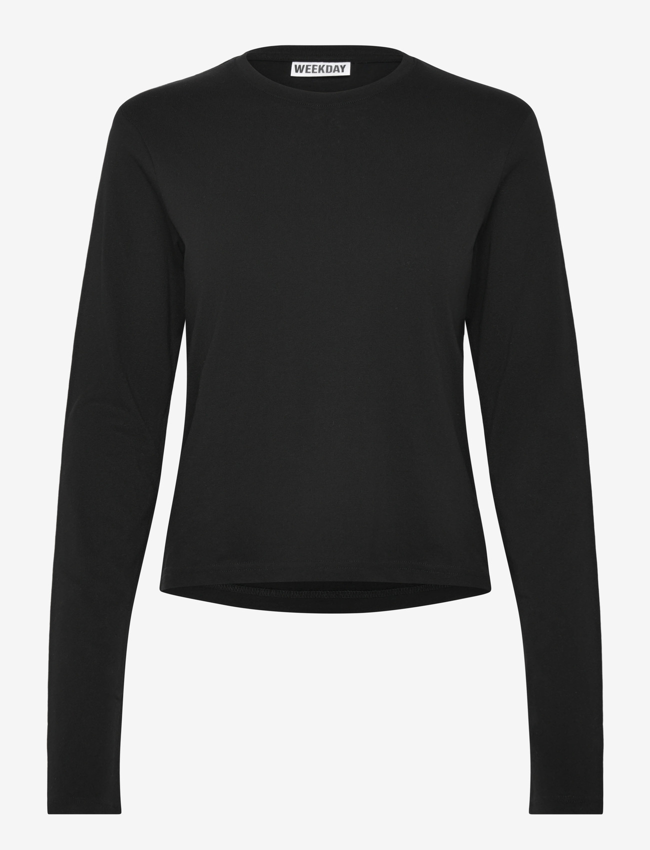 Weekday - Slim Long-Sleeved Cotton Top - long-sleeved tops - black - 0