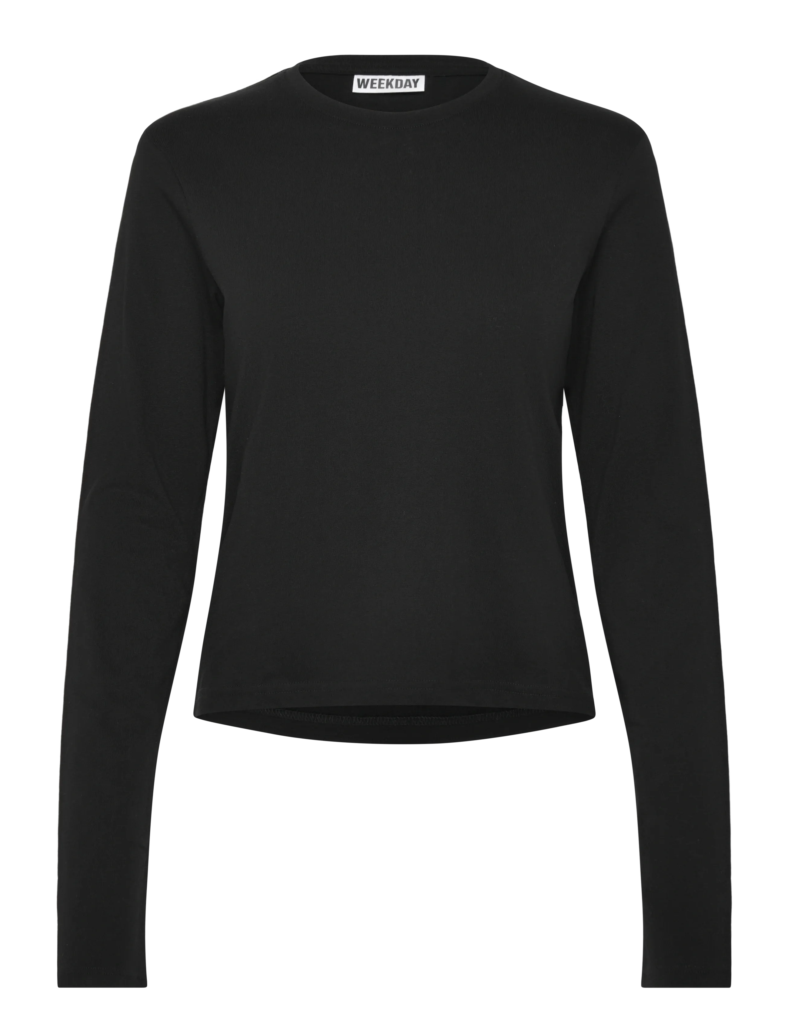 Weekday Slim Long-Sleeved Cotton Top - Kläder - BLACK / black
