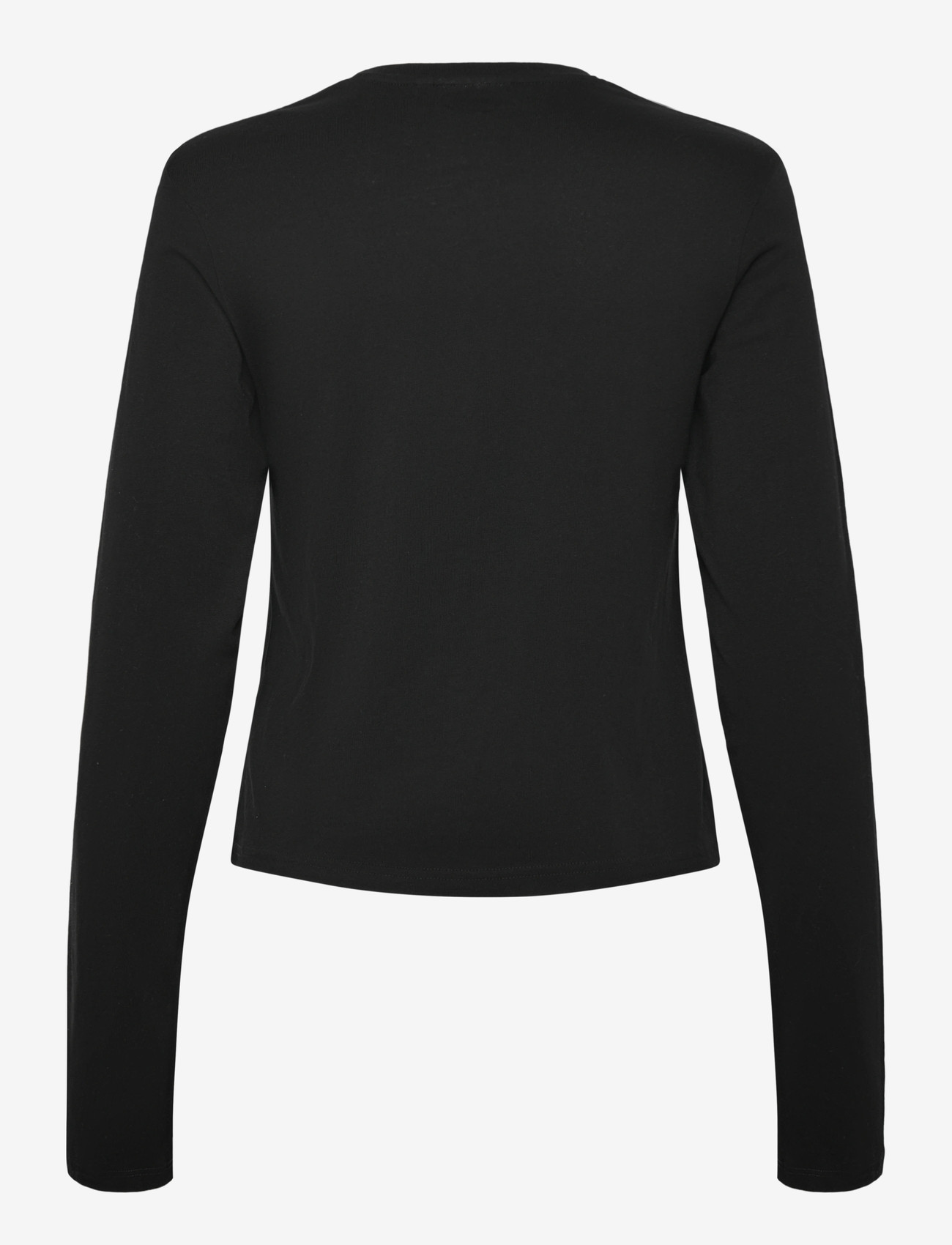 Weekday - Slim Long-Sleeved Cotton Top - long-sleeved tops - black - 1