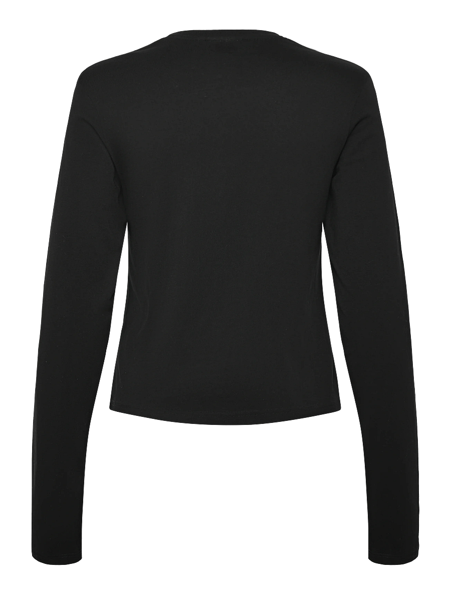 Weekday - Slim Long-Sleeved Cotton Top - langärmlige tops - black - 1