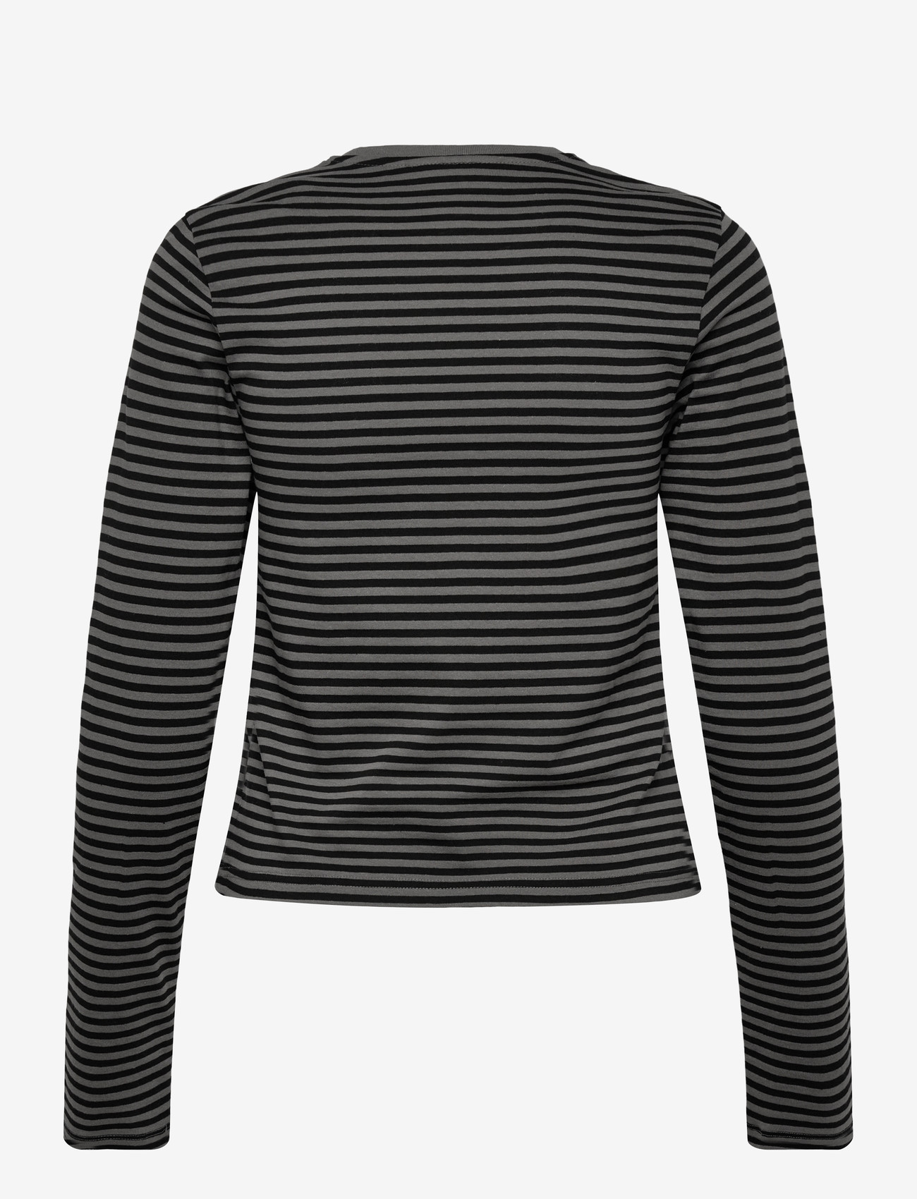 Weekday - Slim Long-Sleeved Cotton Top - langærmede toppe - grey/black stripe - 1