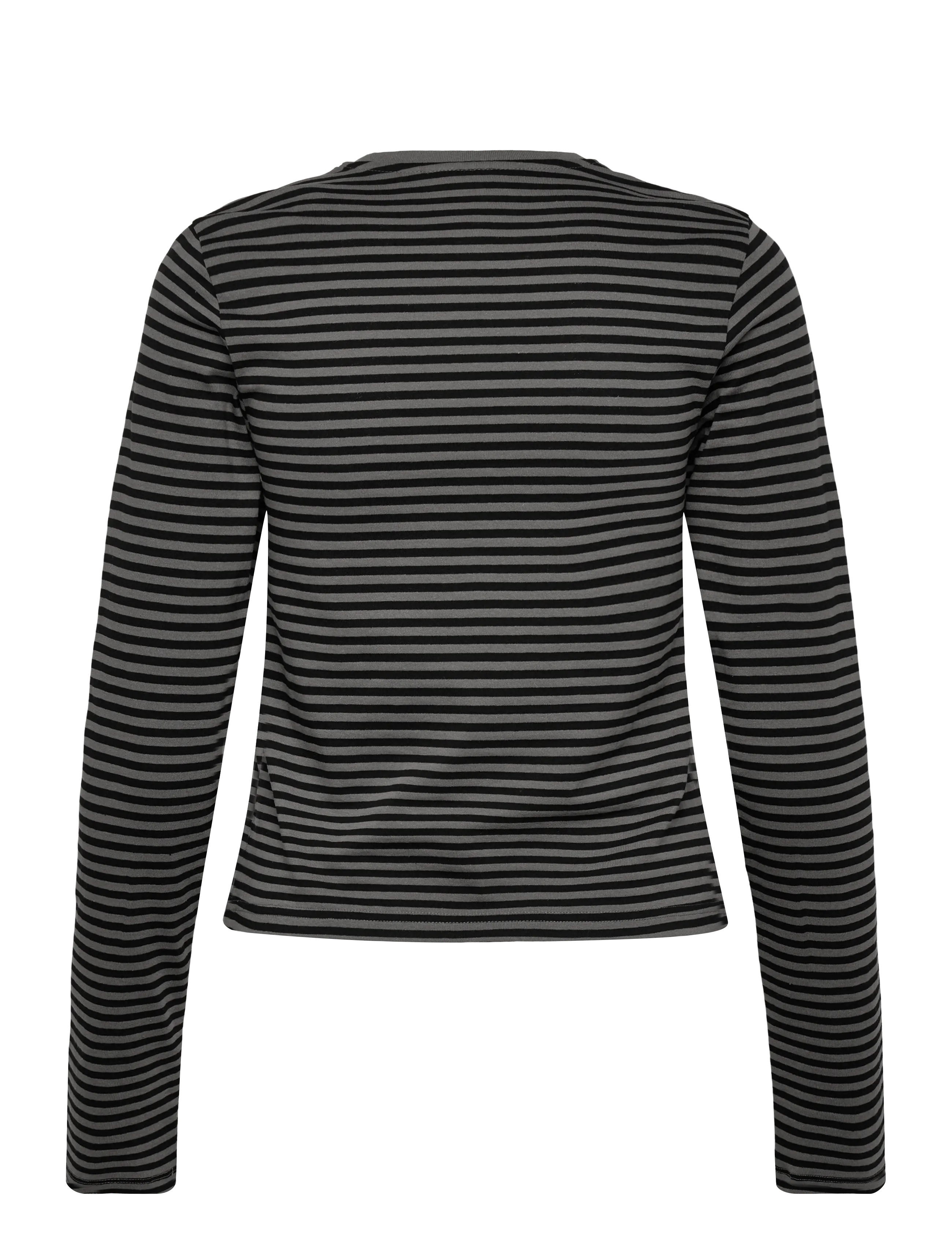 Weekday - Slim Long-Sleeved Cotton Top - langärmlige tops - grey/black stripe - 1