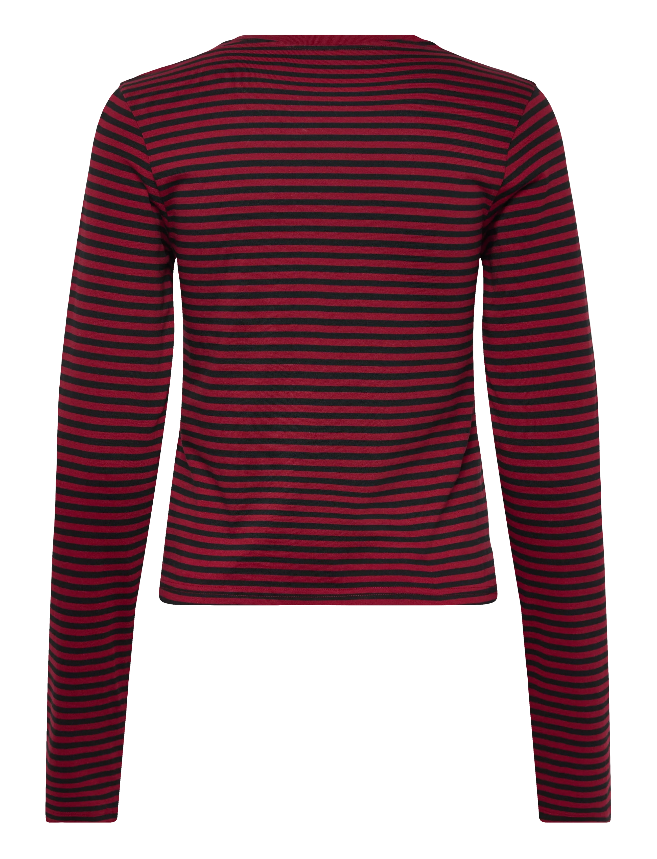 Weekday - Slim Long-Sleeved Cotton Top - long-sleeved tops - red + black stripe - 1