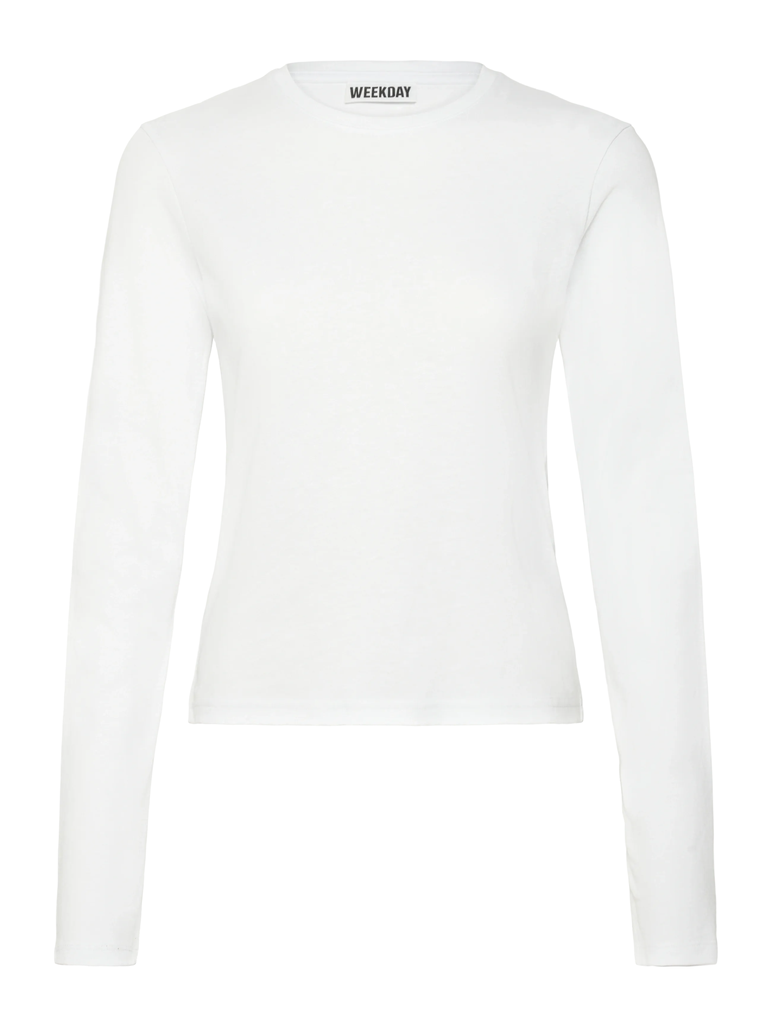 Weekday Slim Long-Sleeved Cotton Top, M, White, T-Shirts & Toppe > Langærmede, Dame