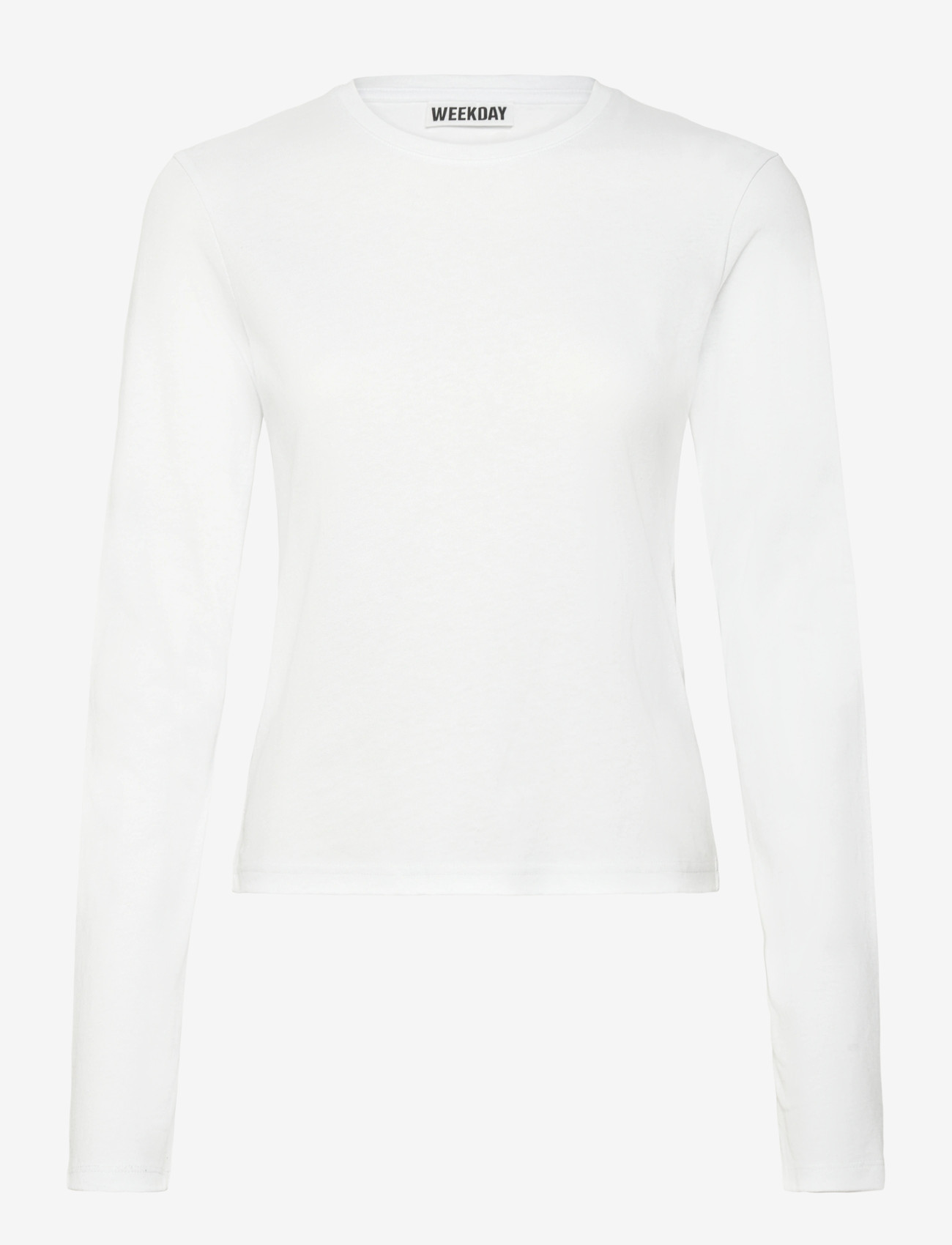 Weekday - Slim Long-Sleeved Cotton Top - langærmede toppe - white - 0