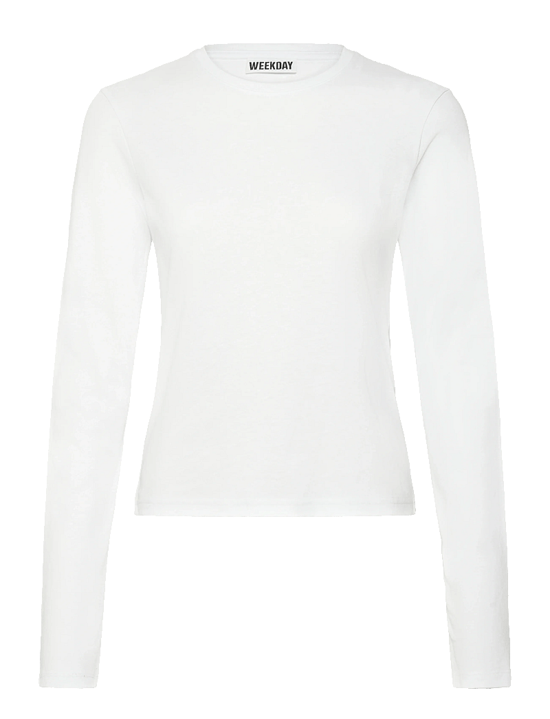 Weekday - Slim Long-Sleeved Cotton Top - hauts à manches longues - white - 0