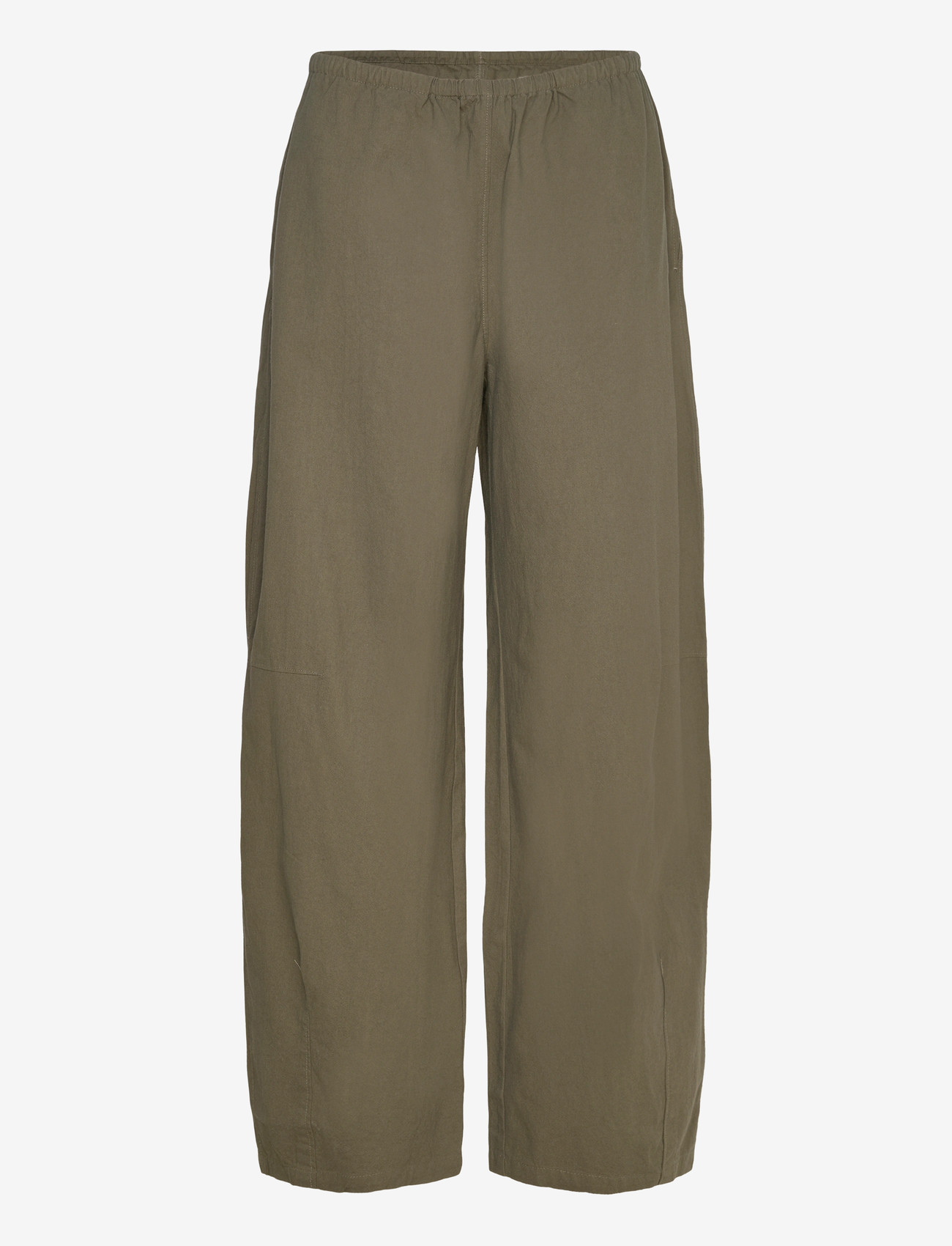 Weekday - Low Rise Loose Pull-on Trousers - bukser med brede ben - khaki green - 1