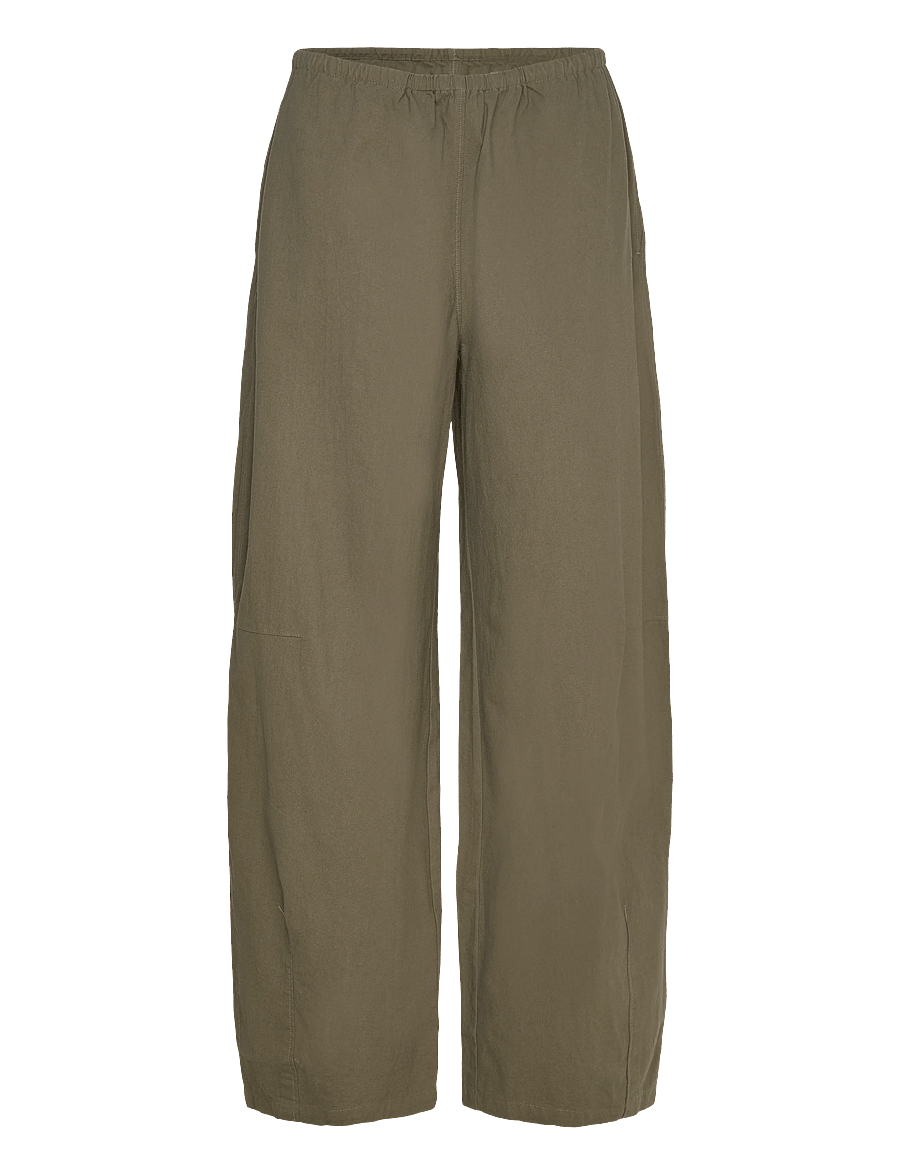 Weekday - Low Rise Loose Pull-on Trousers - bukser med brede ben - khaki green - 0