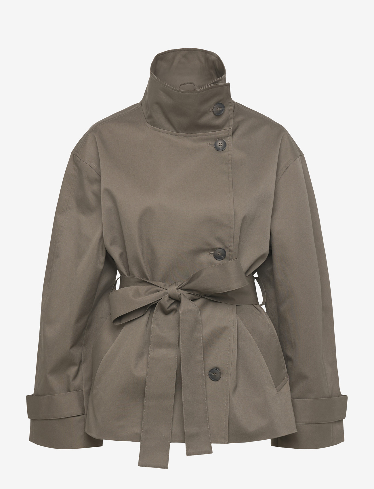 Weekday - Short Oversized Funnel Neck Trench Coat - rykfrakkar - grey medium dusty - 0