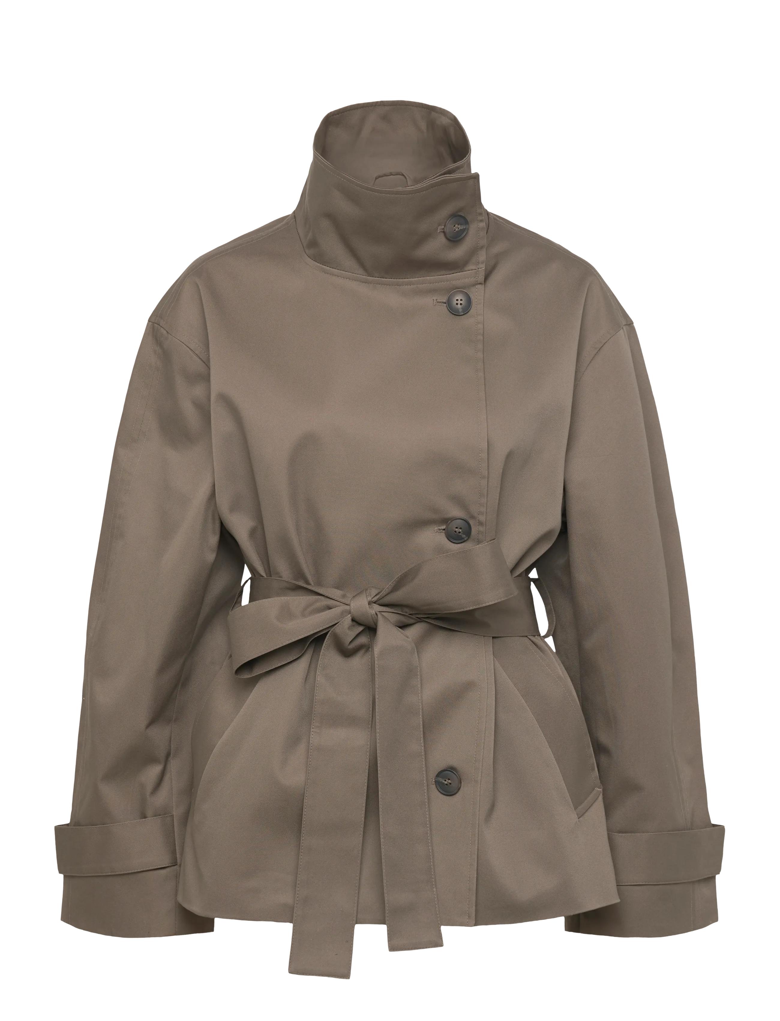 Weekday Short Oversized Funnel Neck Trench Coat - Vaatteet - GREY MEDIUM DUSTY / grey